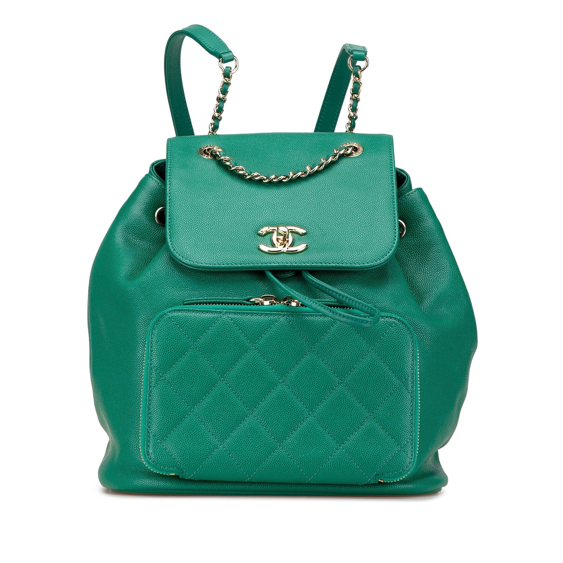 Green Chanel Caviar Business Affinity Backpack