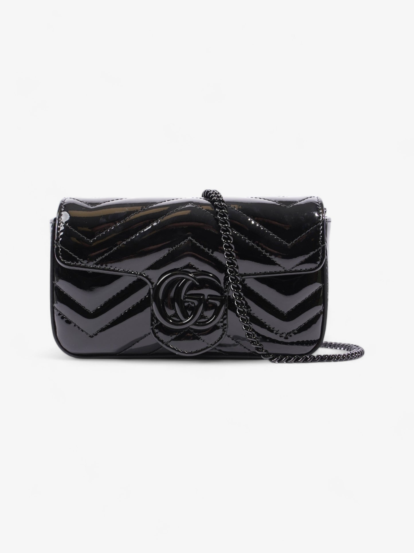 Gucci Marmont Patent Super Crossbody Bag Leather Black