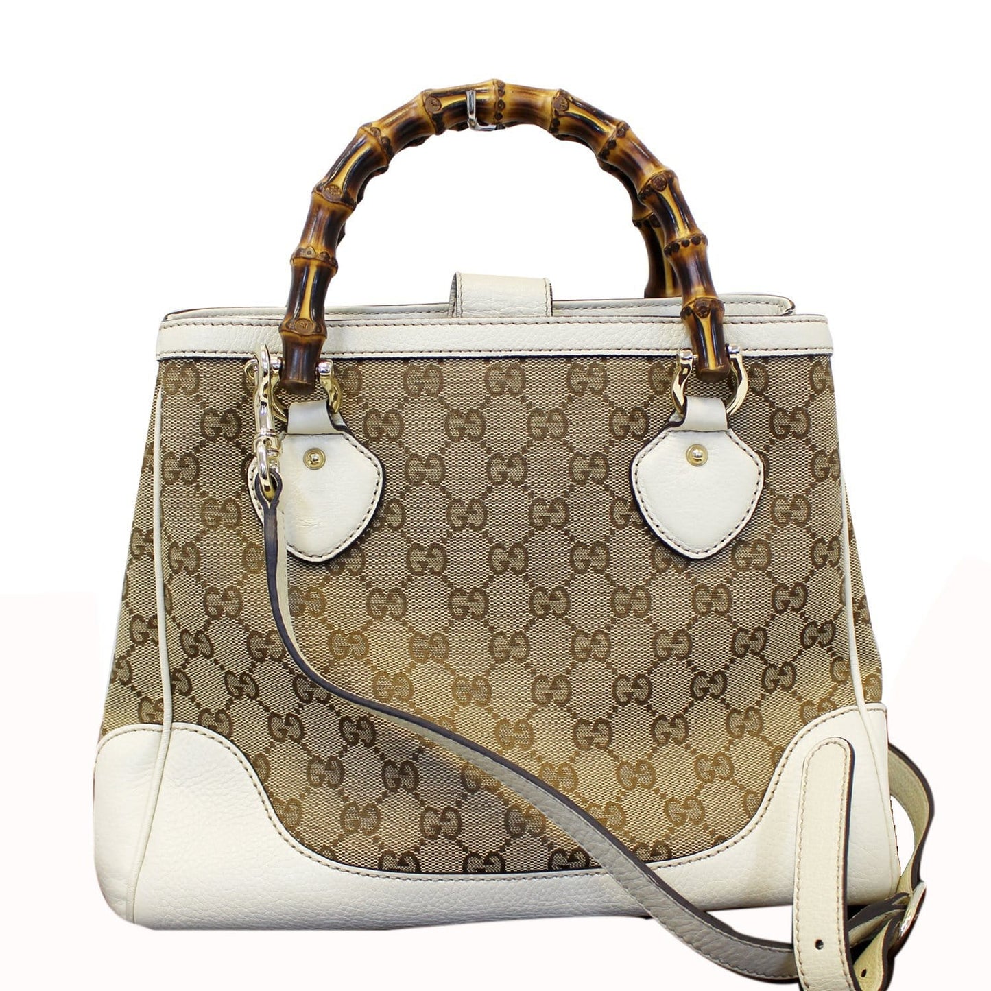 Gucci Bamboo Diana 2Way Shoulder Handbag Canvas Shoulder Bag