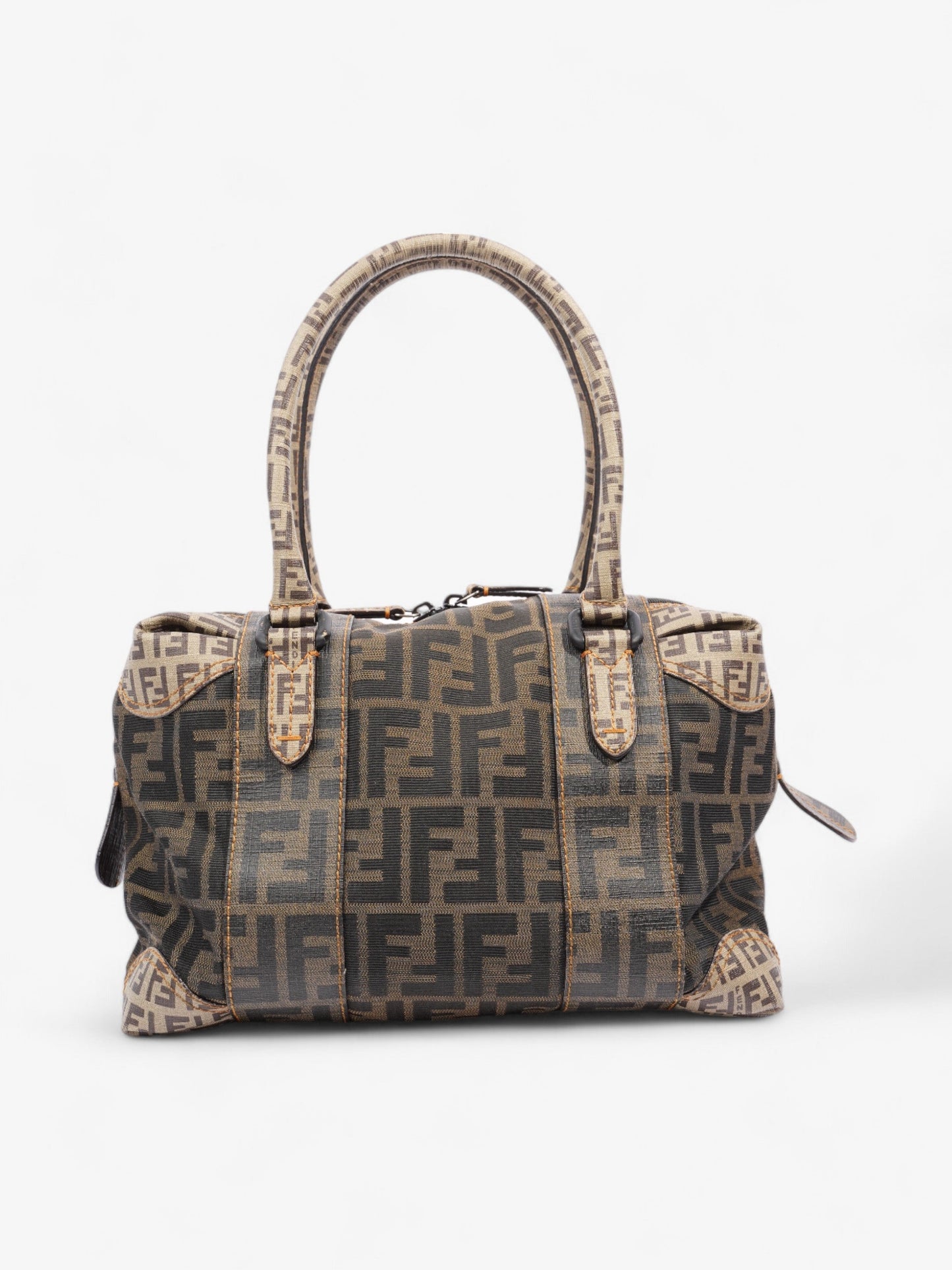 Fendi Boston Zucca Shoulder Bag Canvas Brown