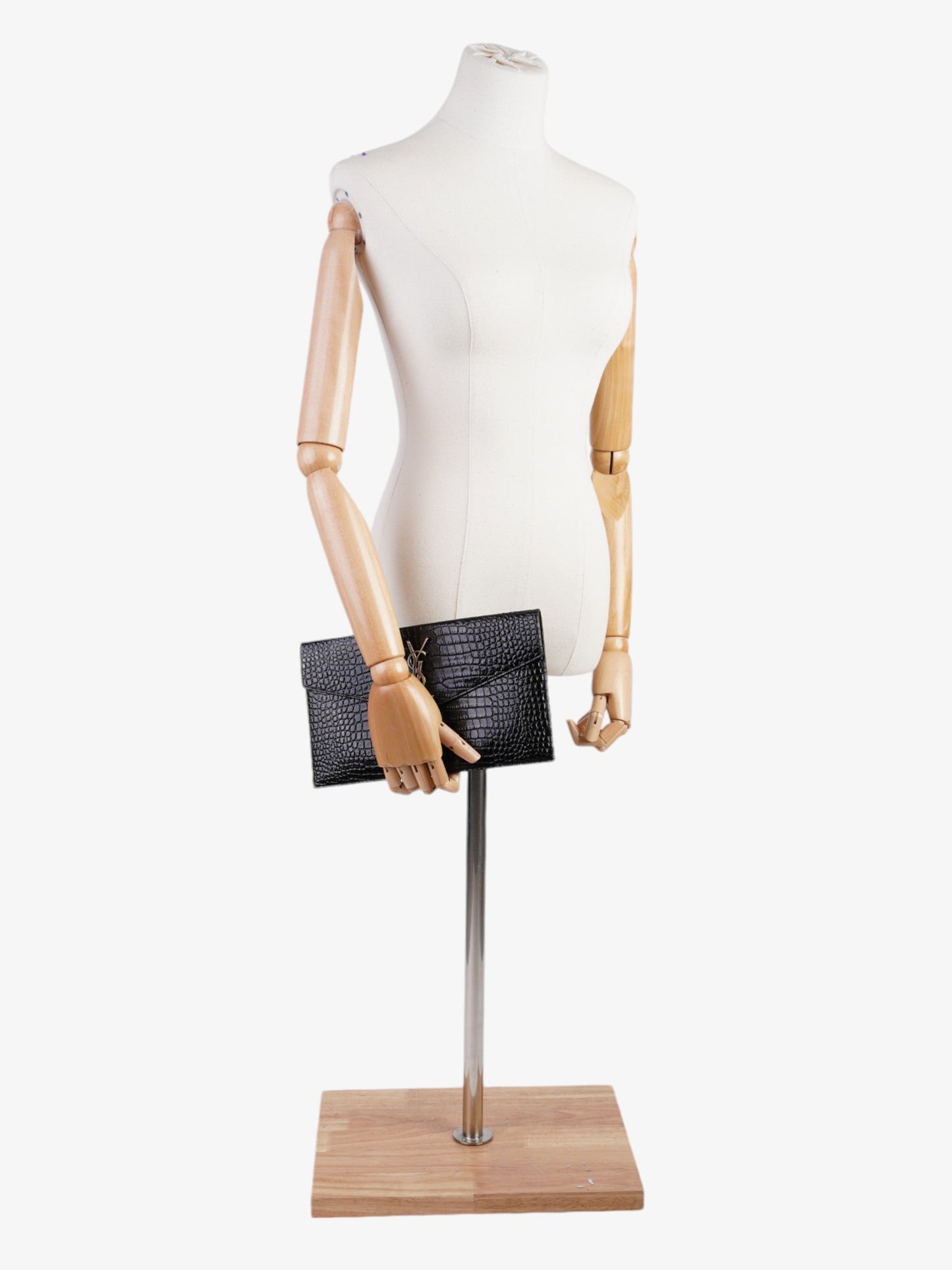 YSL Saint Laurent Uptown Clutch Leather Black Medium Clutch Bag