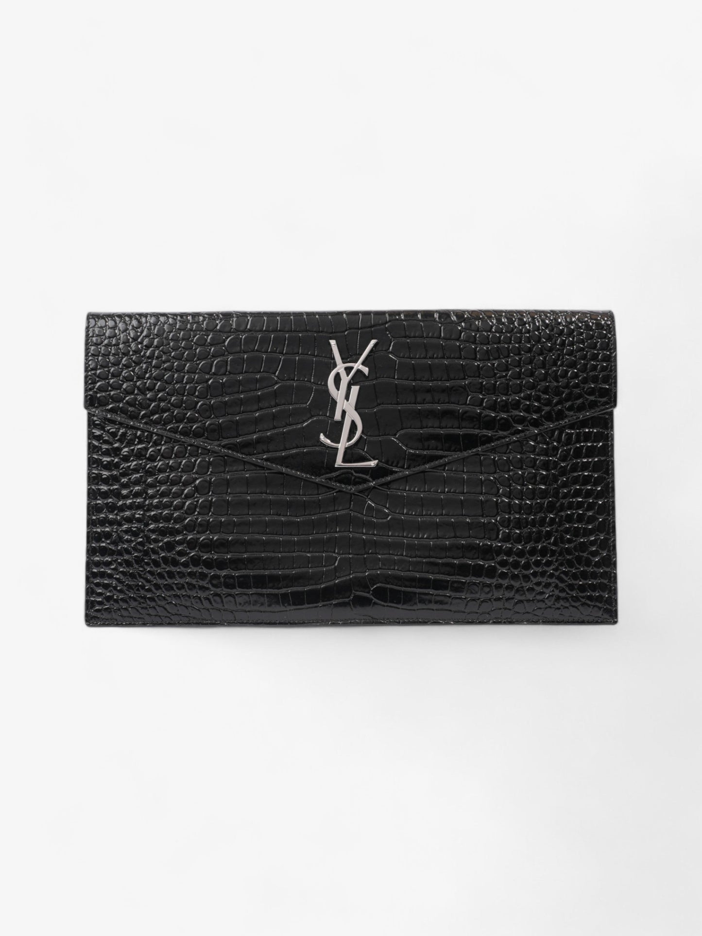 YSL Saint Laurent Uptown Clutch Leather Black Medium Clutch Bag