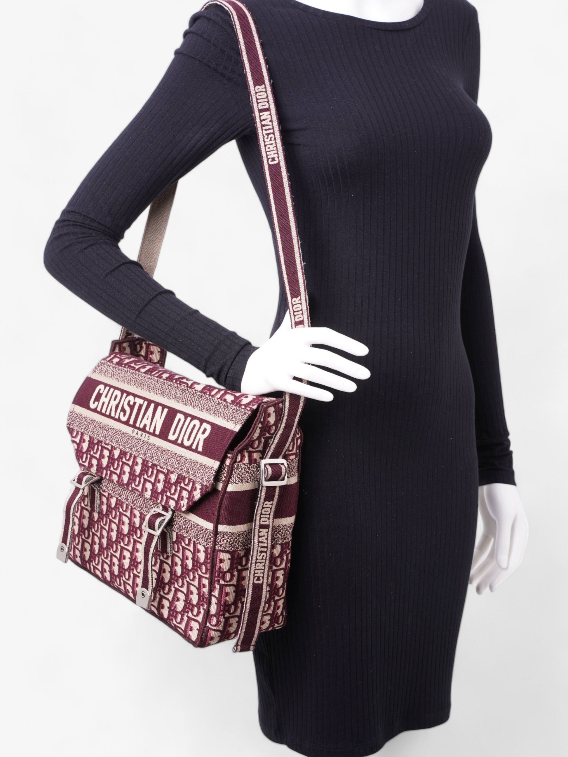 Dior Christian camp Messenger Burgundy Oblique Canvas Medium Crossbody Bag