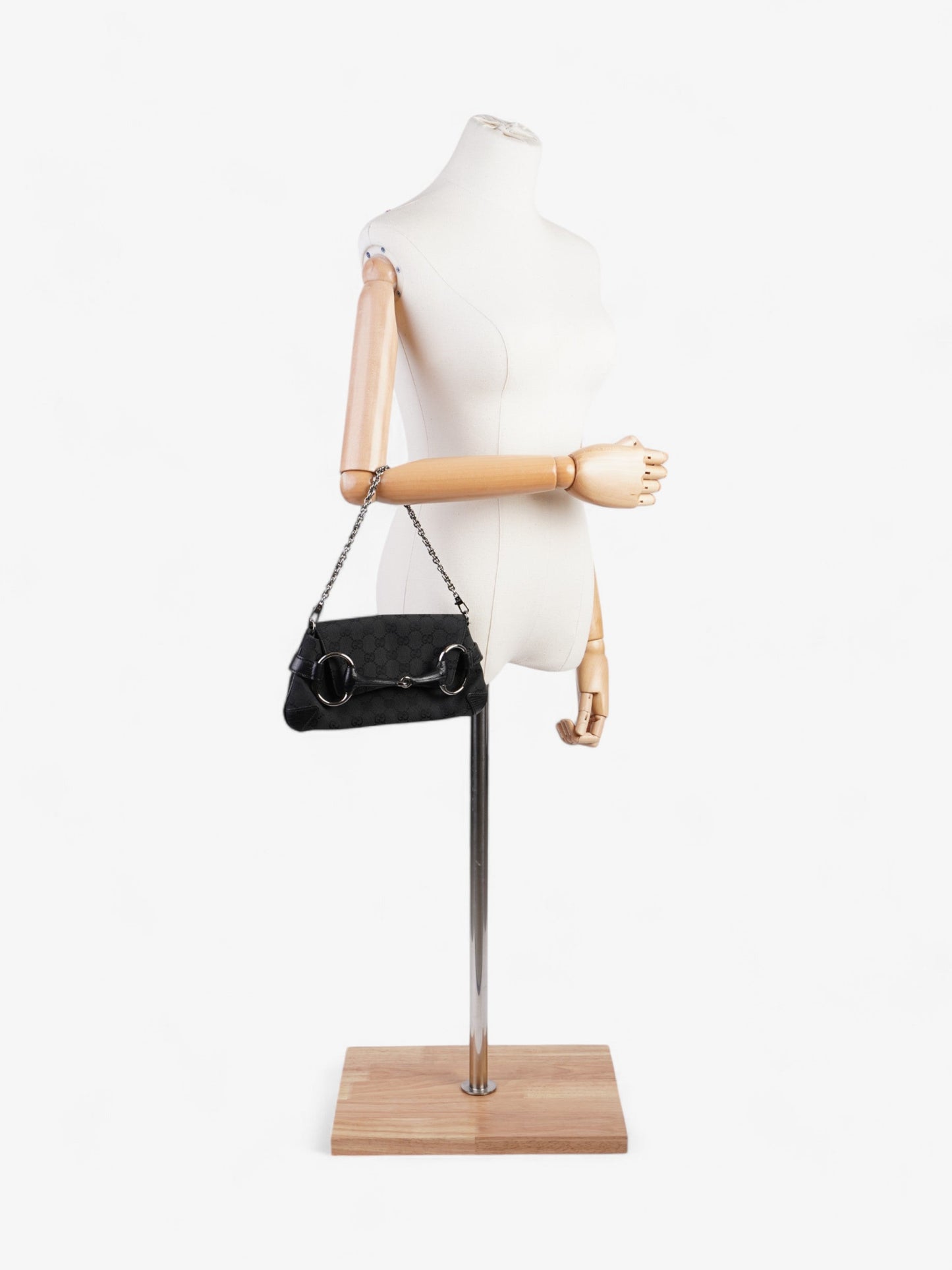 Gucci Horsebit Shoulder Bag Canvas Black