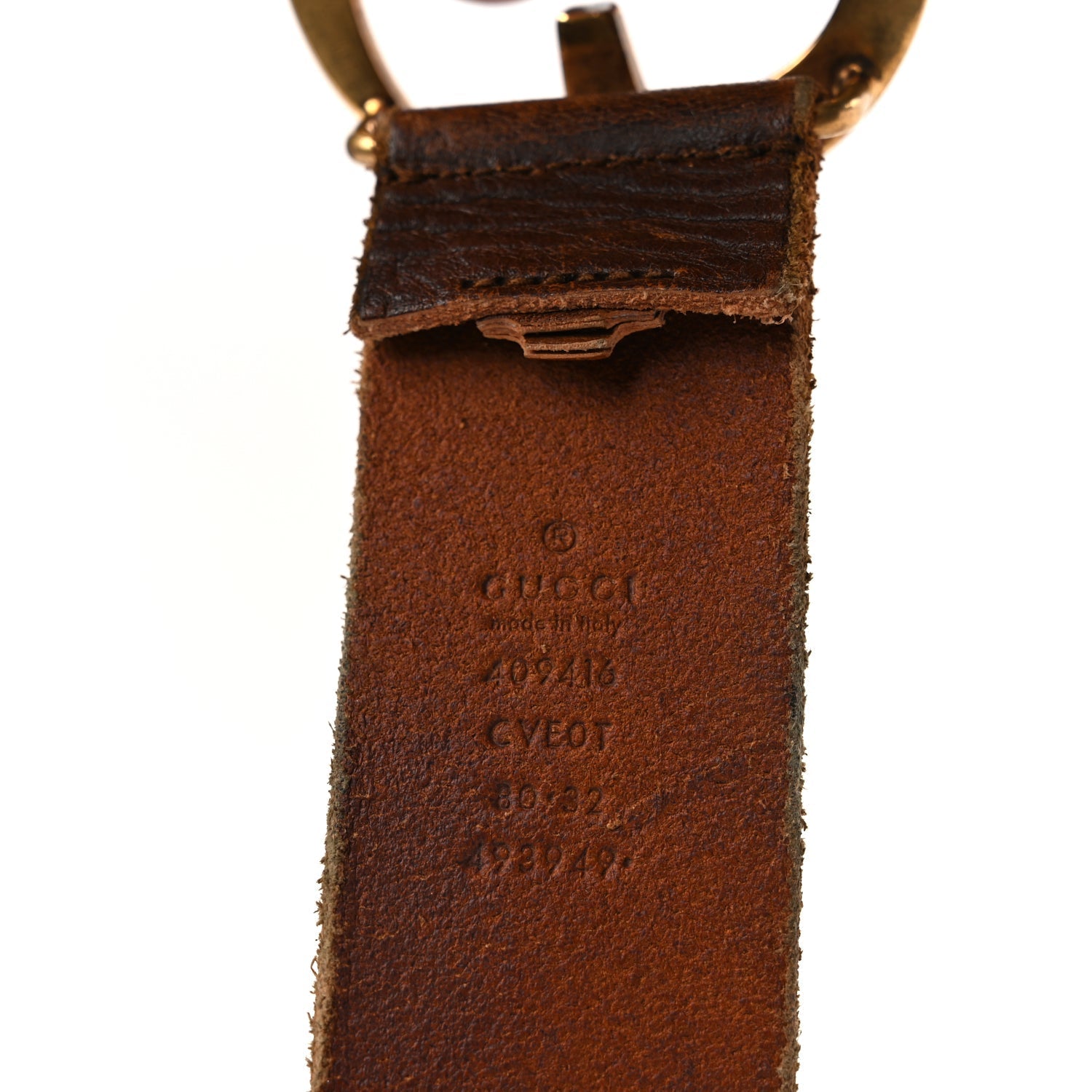 Gucci Faded Calfskin Double G 40mm Belt 80 32 Cuir