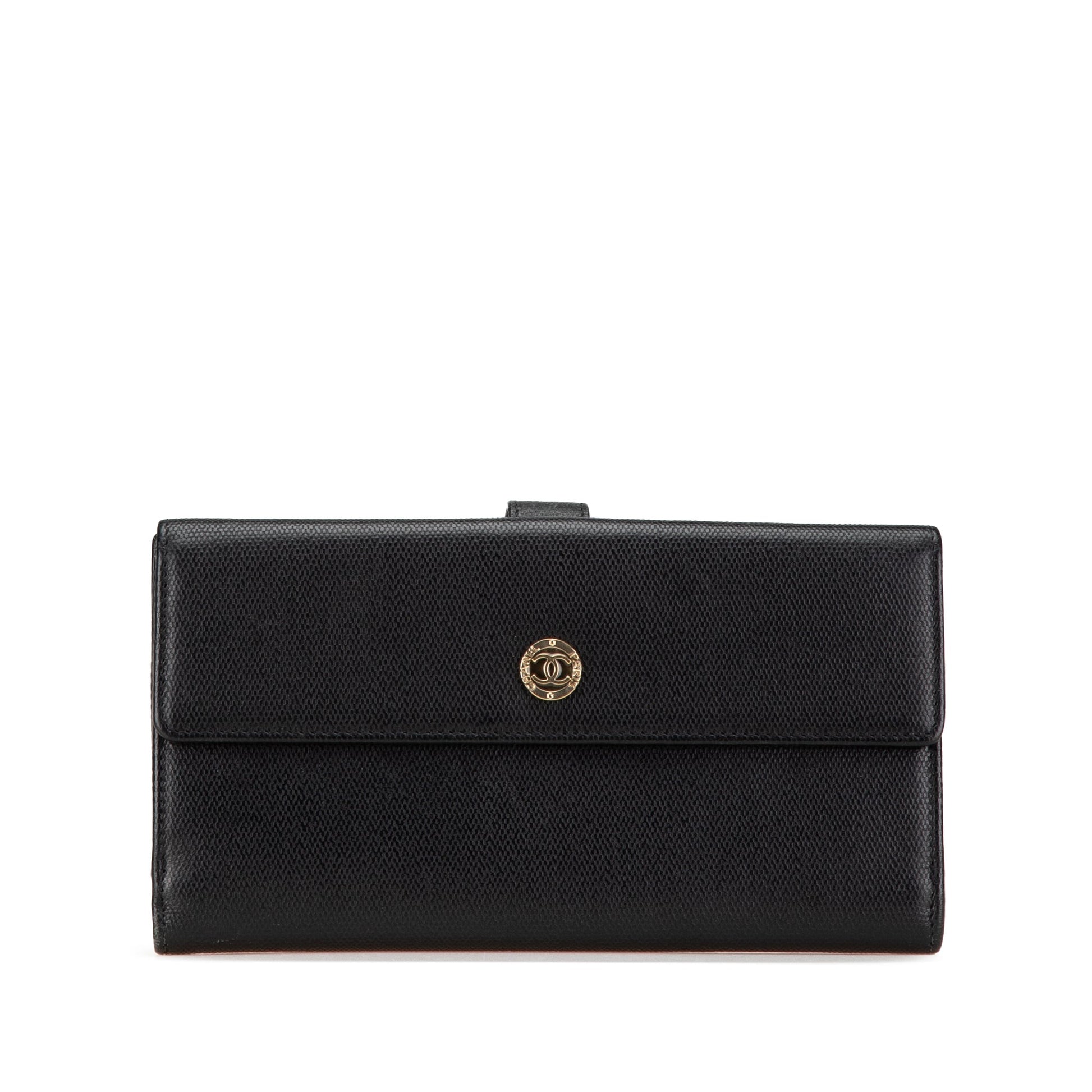 Black Chanel Calfskin CC Long Wallet