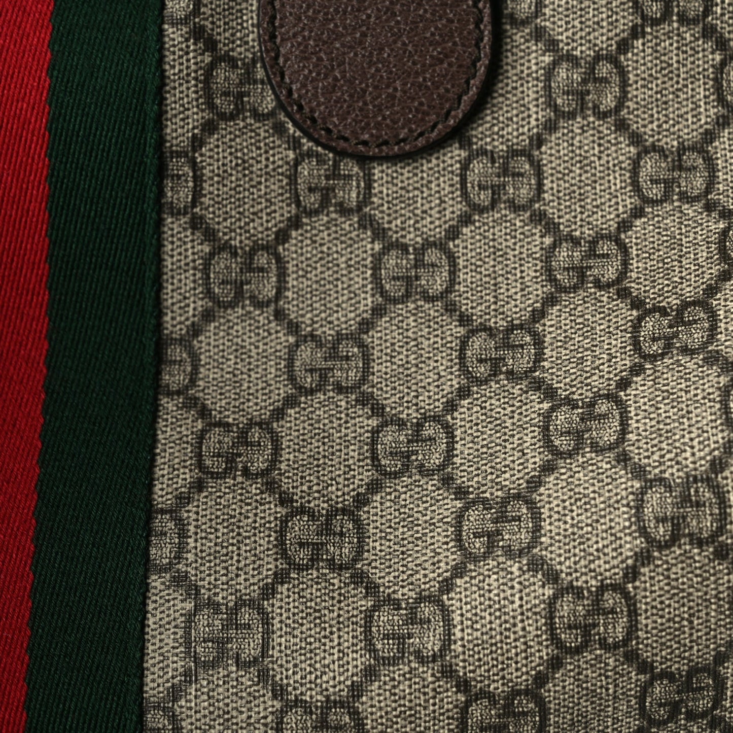 Gucci GG Supreme Monogram Textured Dollar Calfskin Web Medium Ophidia Carry-On Duffle Bag Beige Ebony New Acero