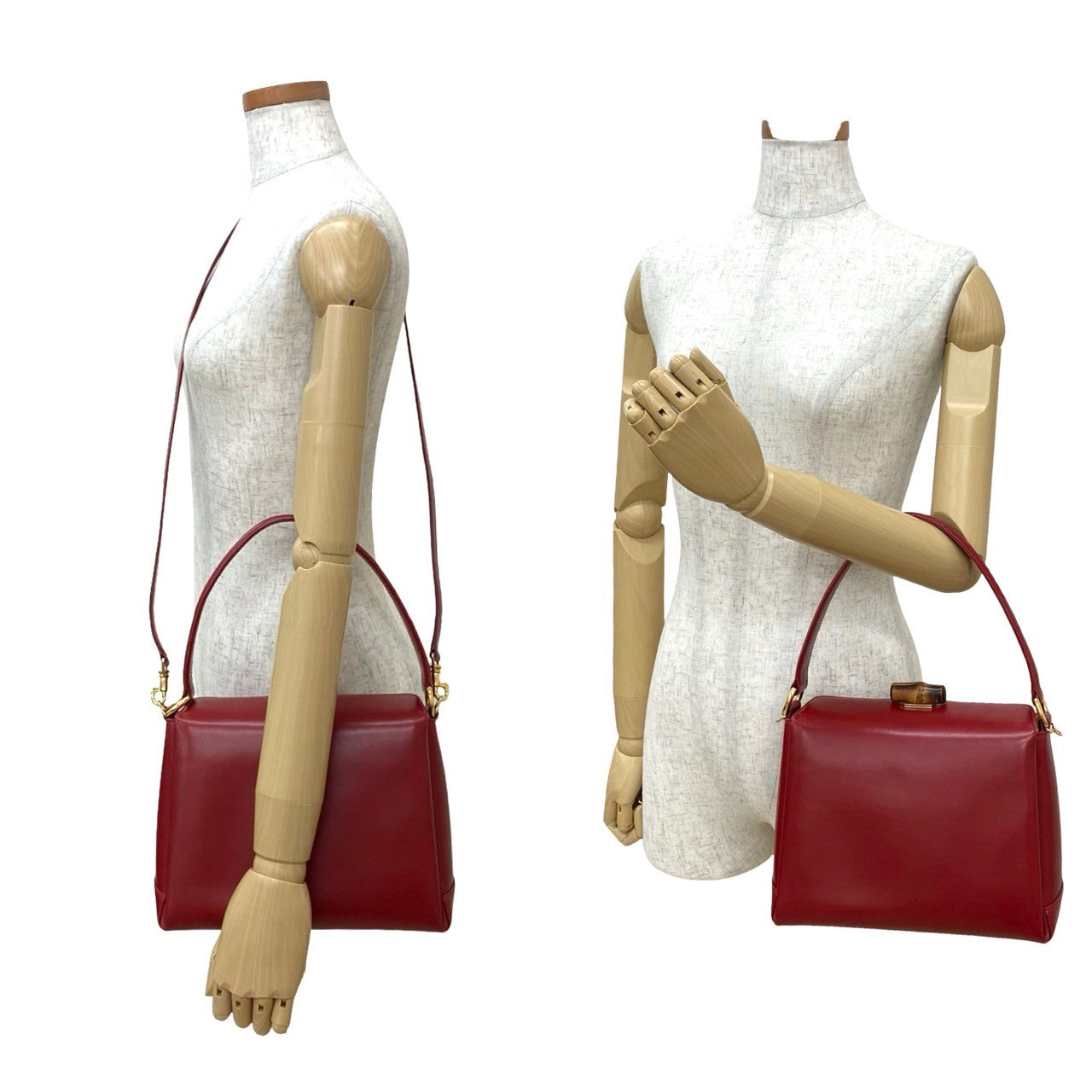 Gucci Bamboo Calf 2Way Handbag Leather Travel Bag