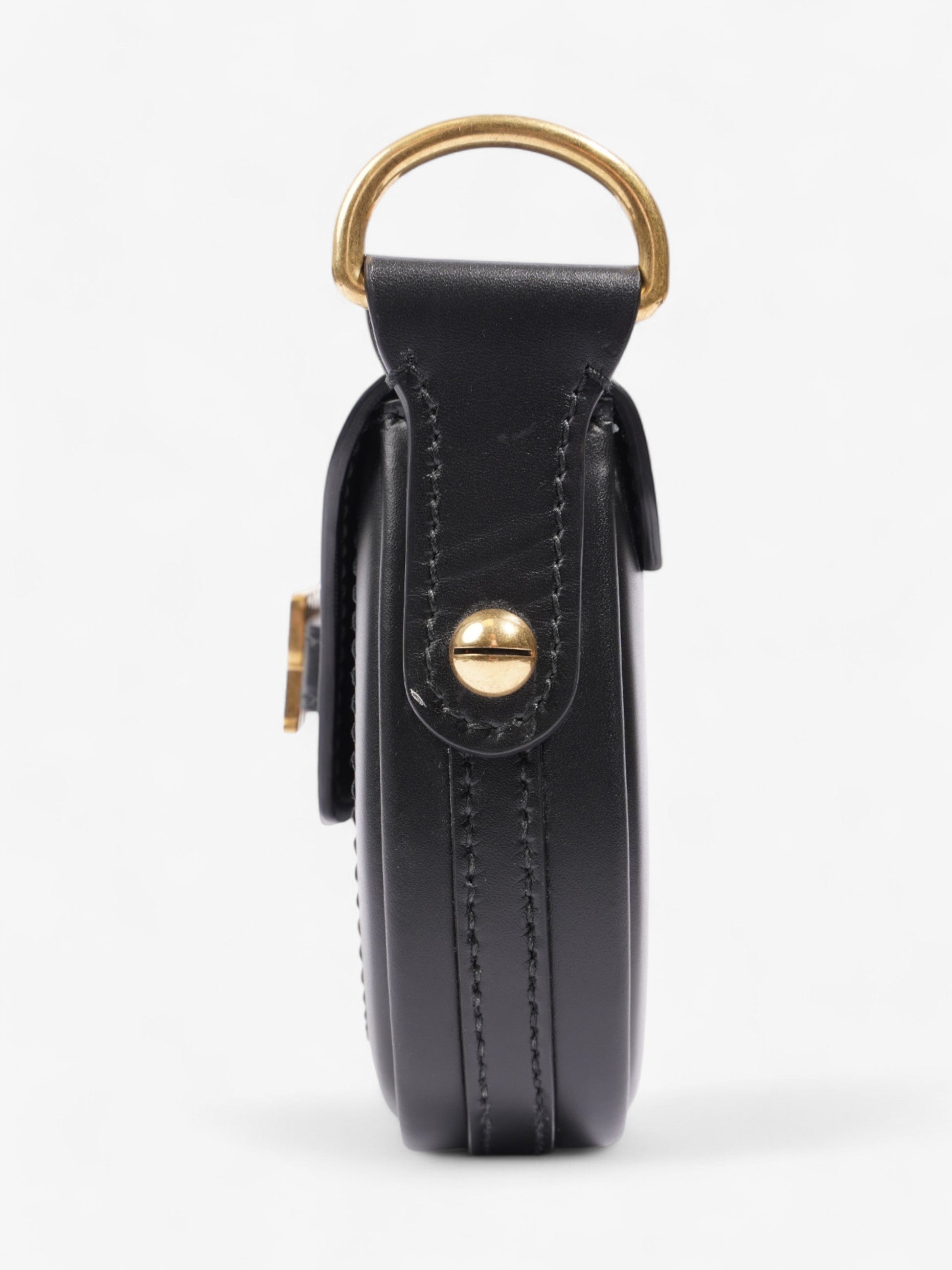 Dior Christian Fence Saddle Bag Calfskin Leather Black Mini Crossbody Bag