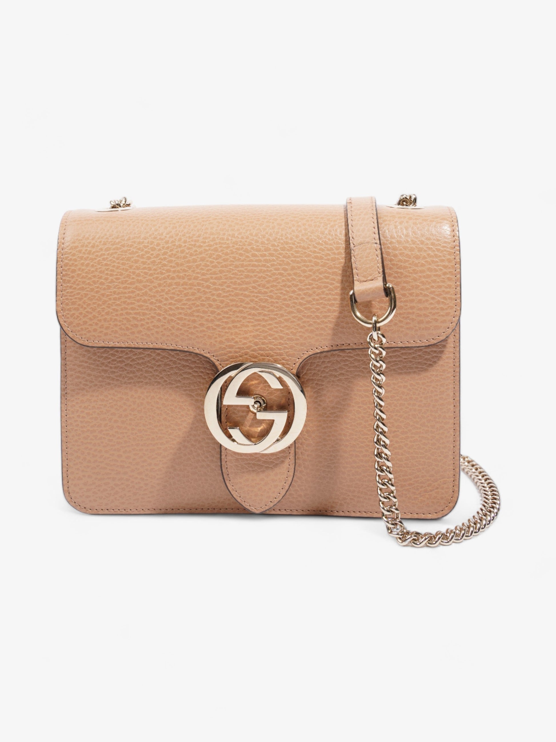 Gucci Dollar Interlocking Bag Leather Beige Crossbody Bag