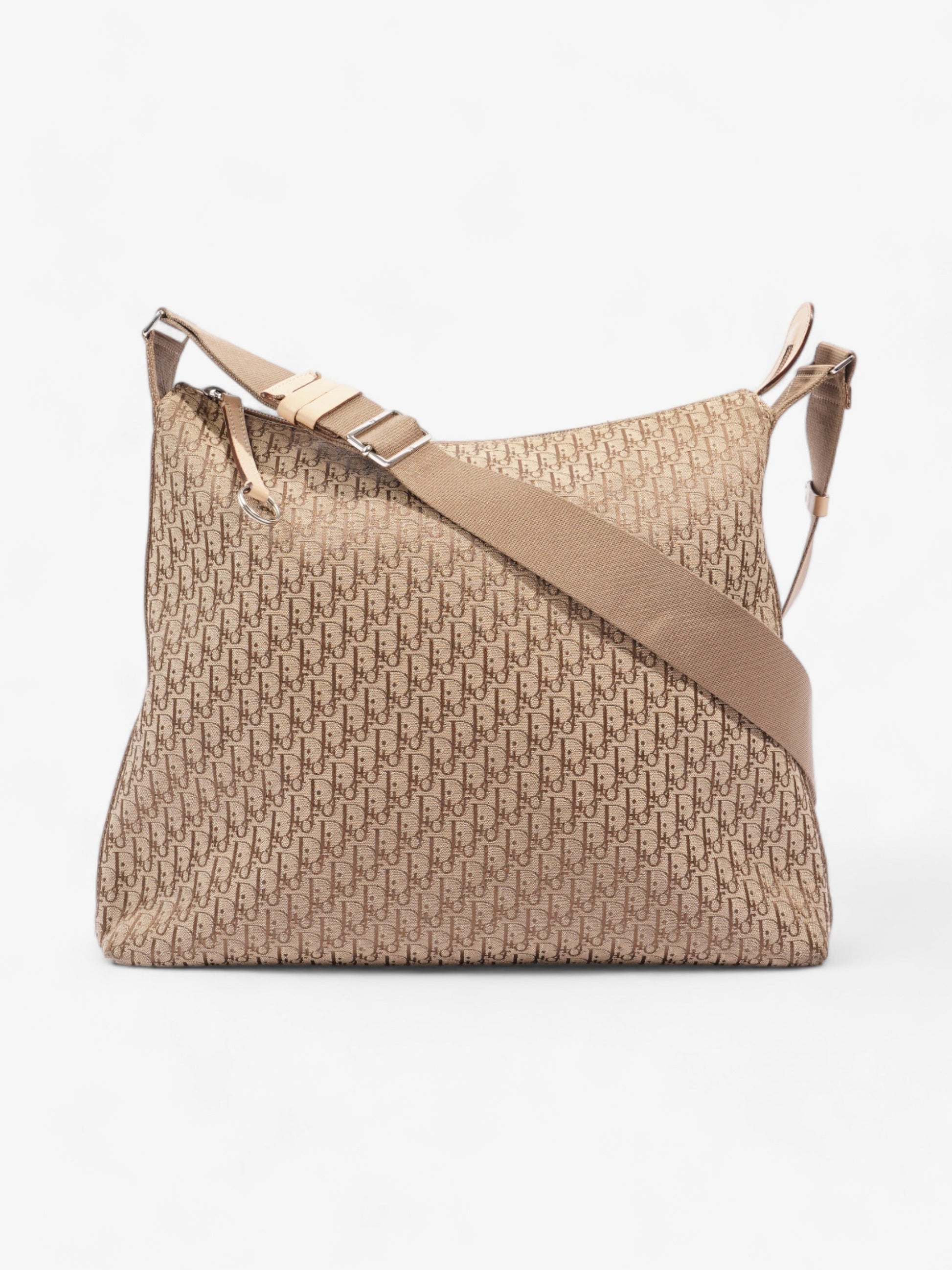Dior Christian Trotter Oblique Crossbody Bag Canvas Beige Large