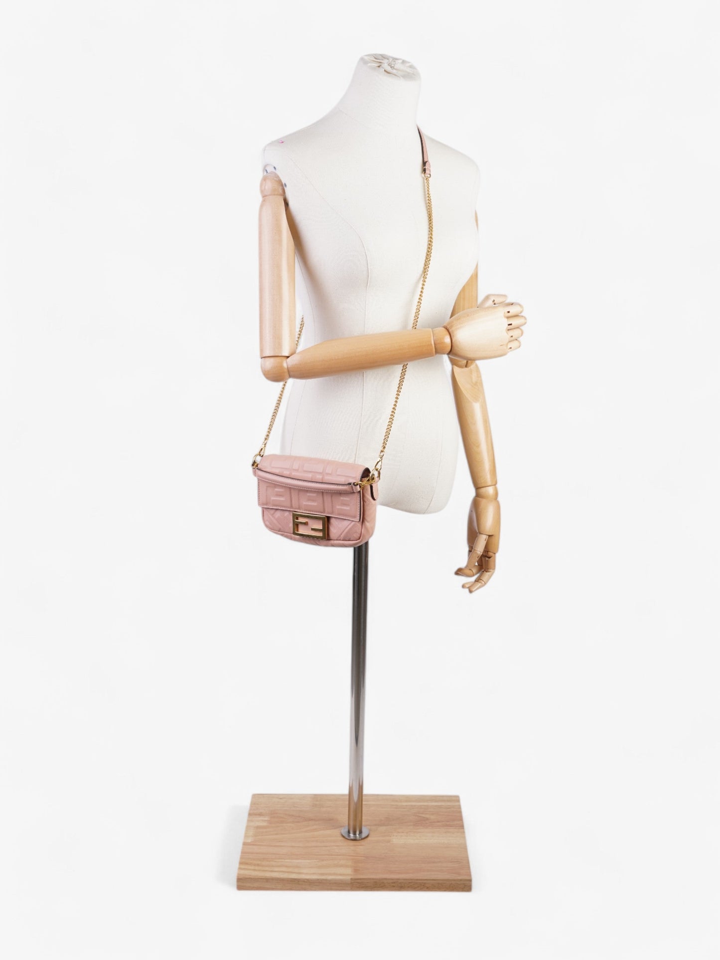 Fendi Baguette Light Rose Nappa Crossbody Bag Leather Mini Shoulder Bag