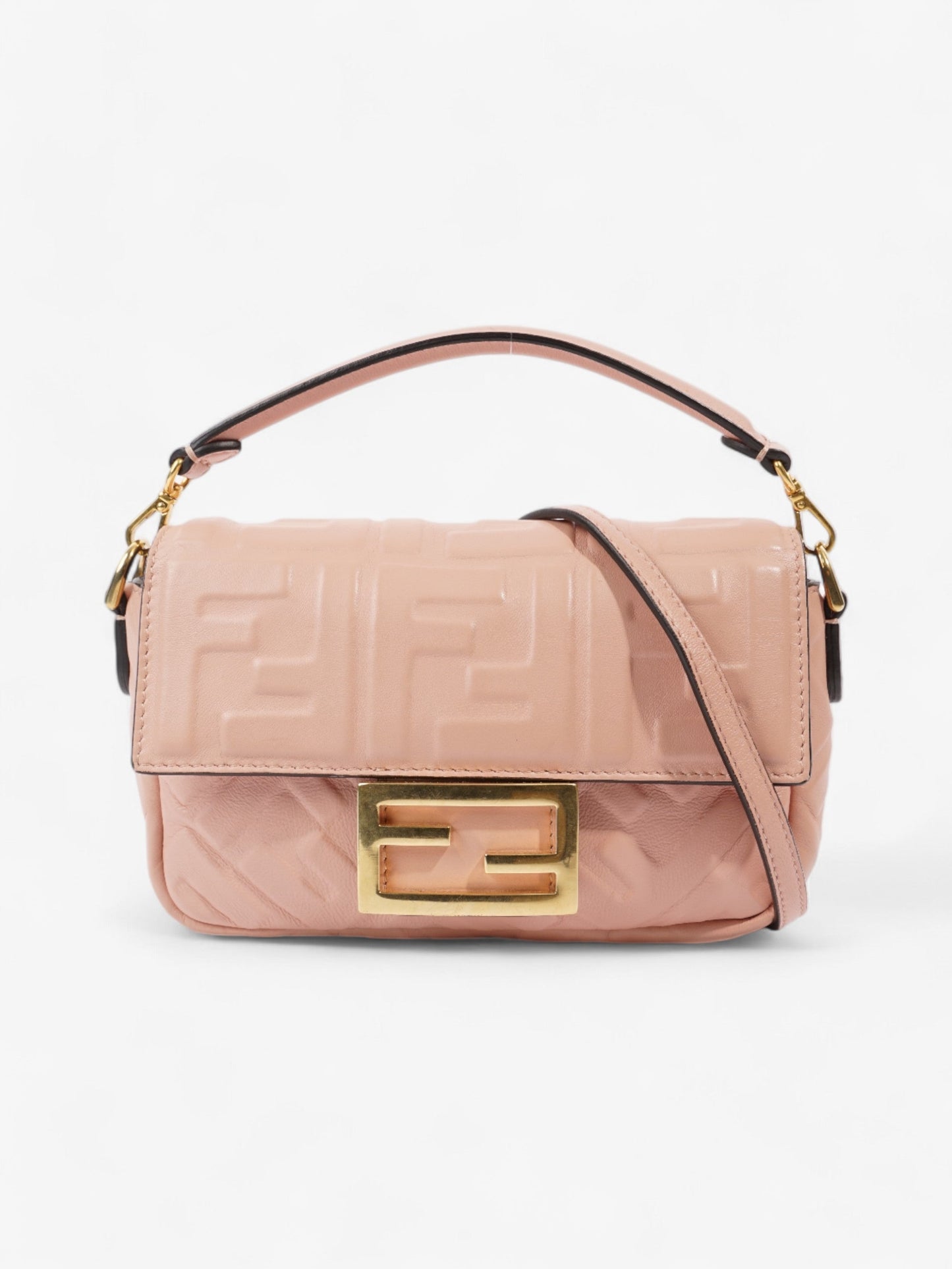 Fendi Baguette Light Rose Nappa Crossbody Bag Leather Mini Shoulder Bag