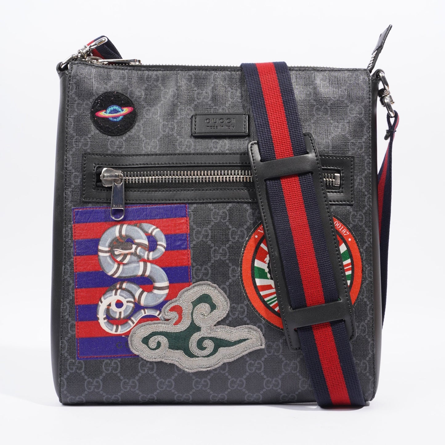 Gucci Night Courrier Messenger Bag Supreme Coated Canvas Black Crossbody Bag