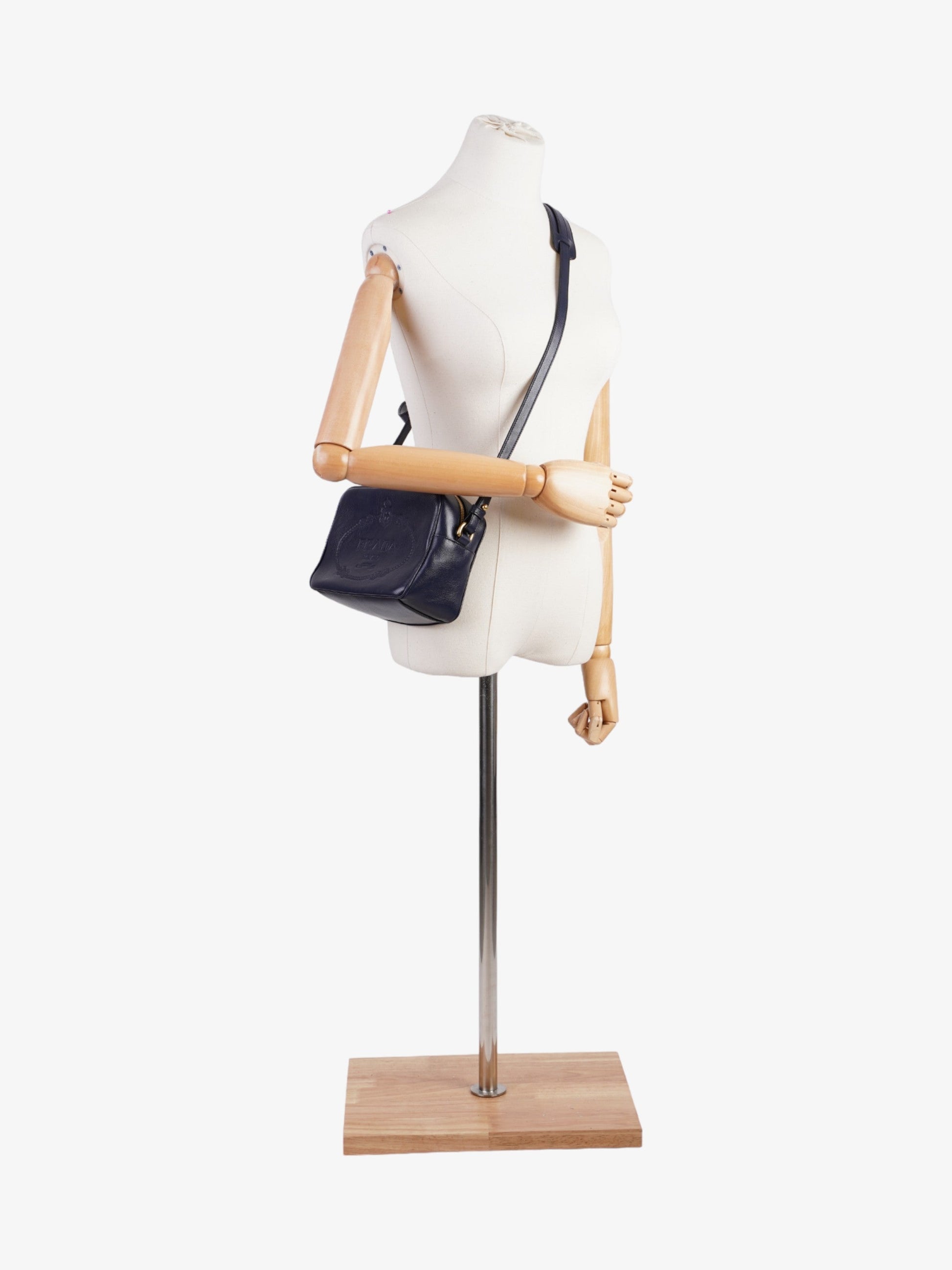 Prada Crossbody Bag Leather Navy Logo