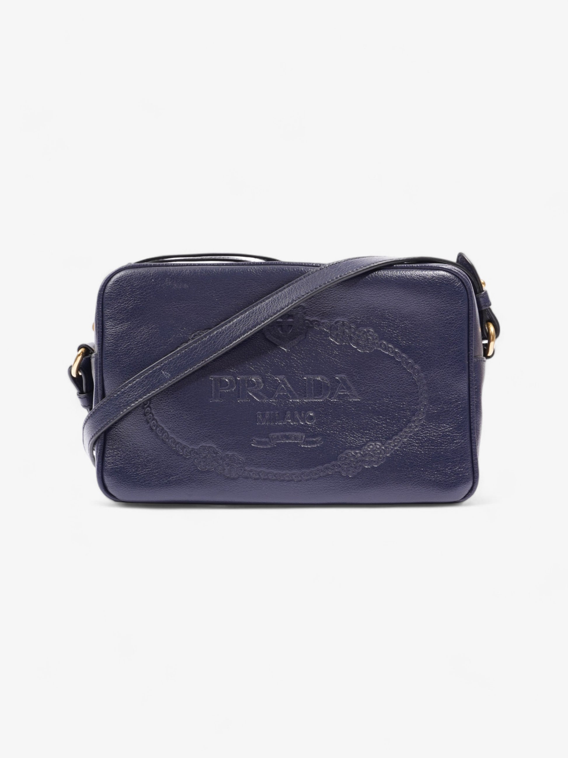 Prada Crossbody Bag Leather Navy Logo