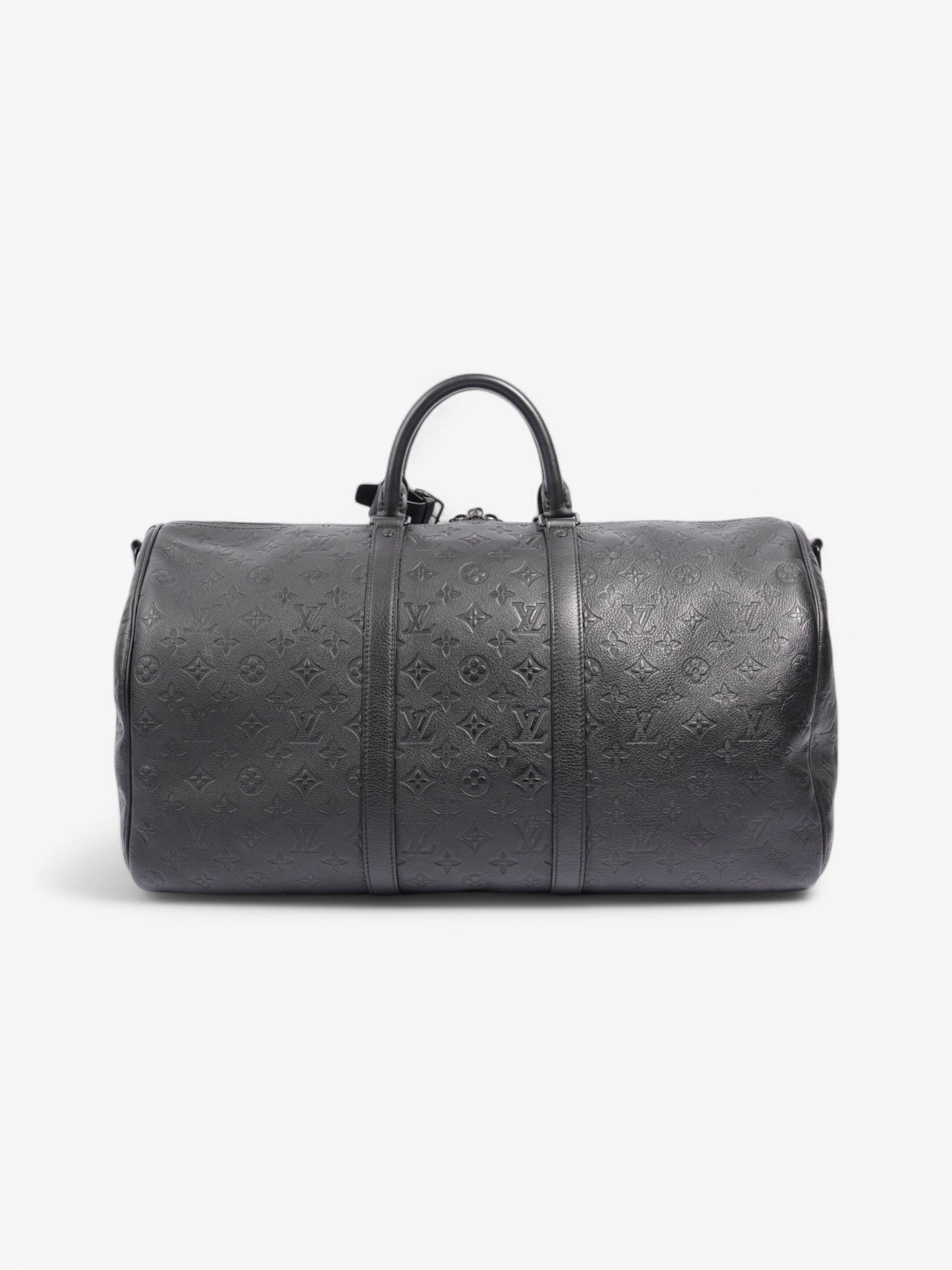 Louis Vuitton Keepall Bandouliere Shadow Embossed 50 Monogram Leather Black Travel Bag