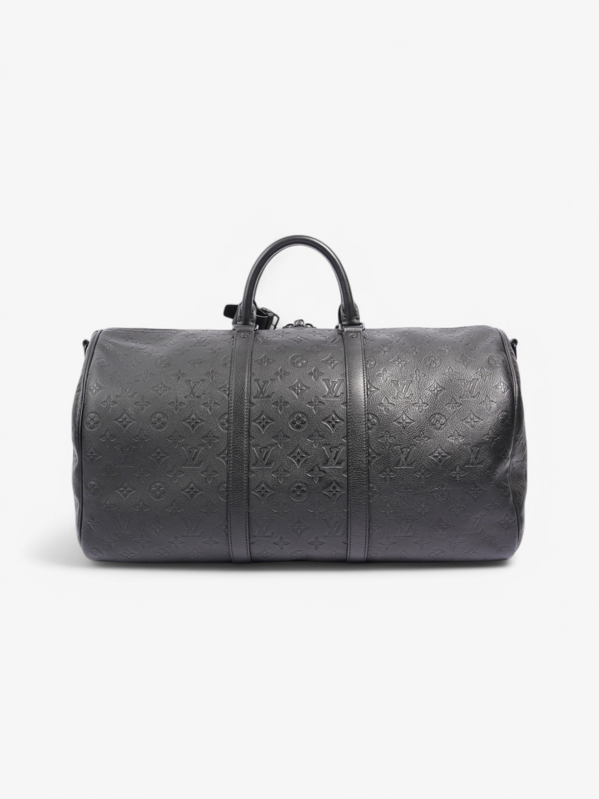 Louis Vuitton Keepall Bandouliere Shadow Embossed 50 Monogram Leather Black Travel Bag