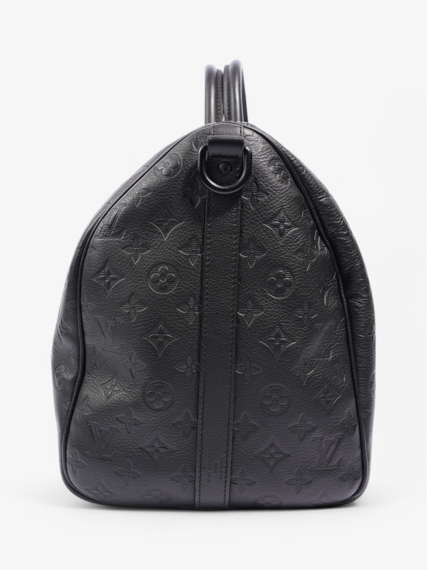 Louis Vuitton Keepall Bandouliere Shadow Embossed 50 Monogram Leather Black Travel Bag