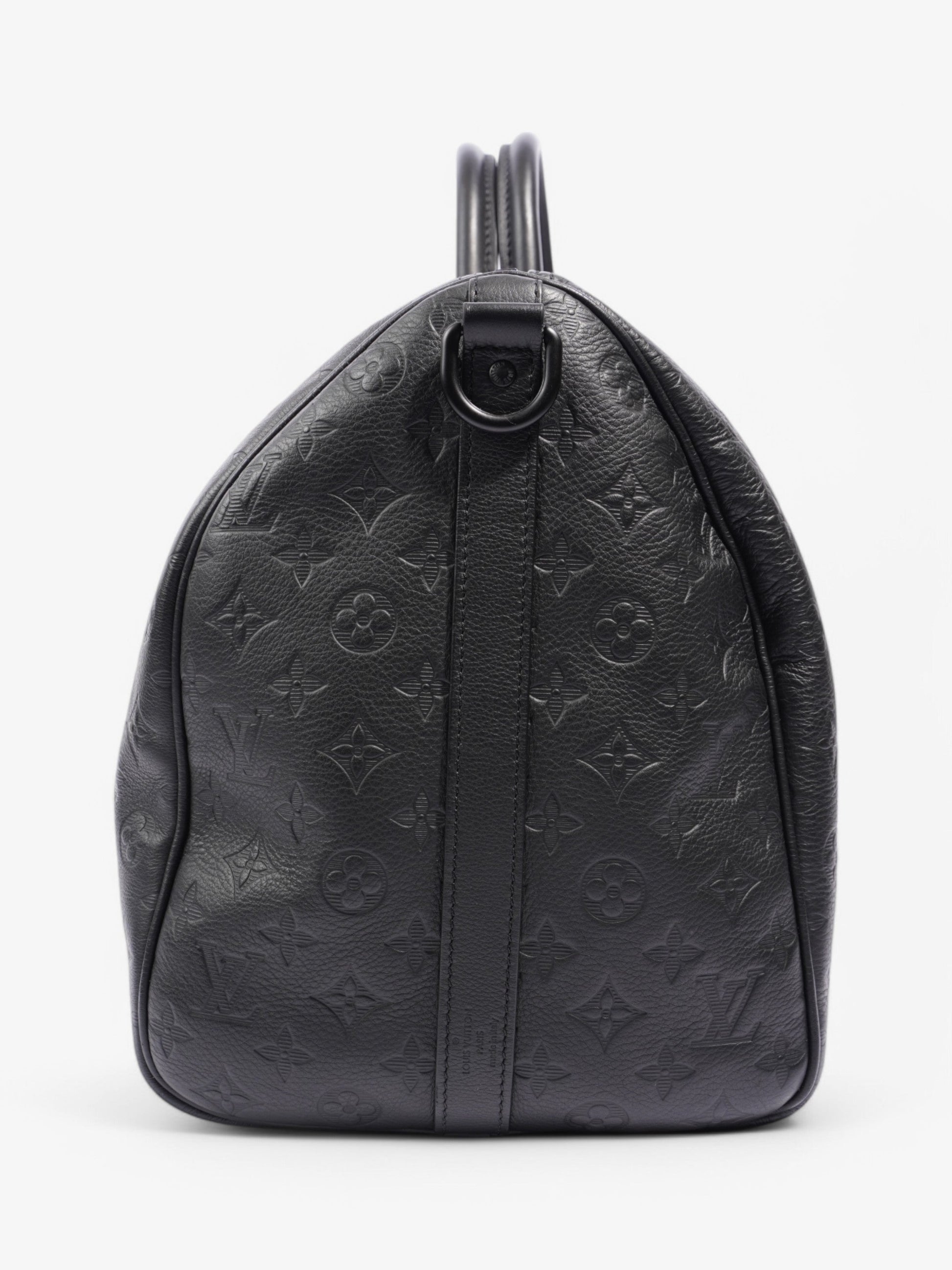Louis Vuitton Keepall Bandouliere Shadow Embossed 50 Monogram Leather Black Travel Bag