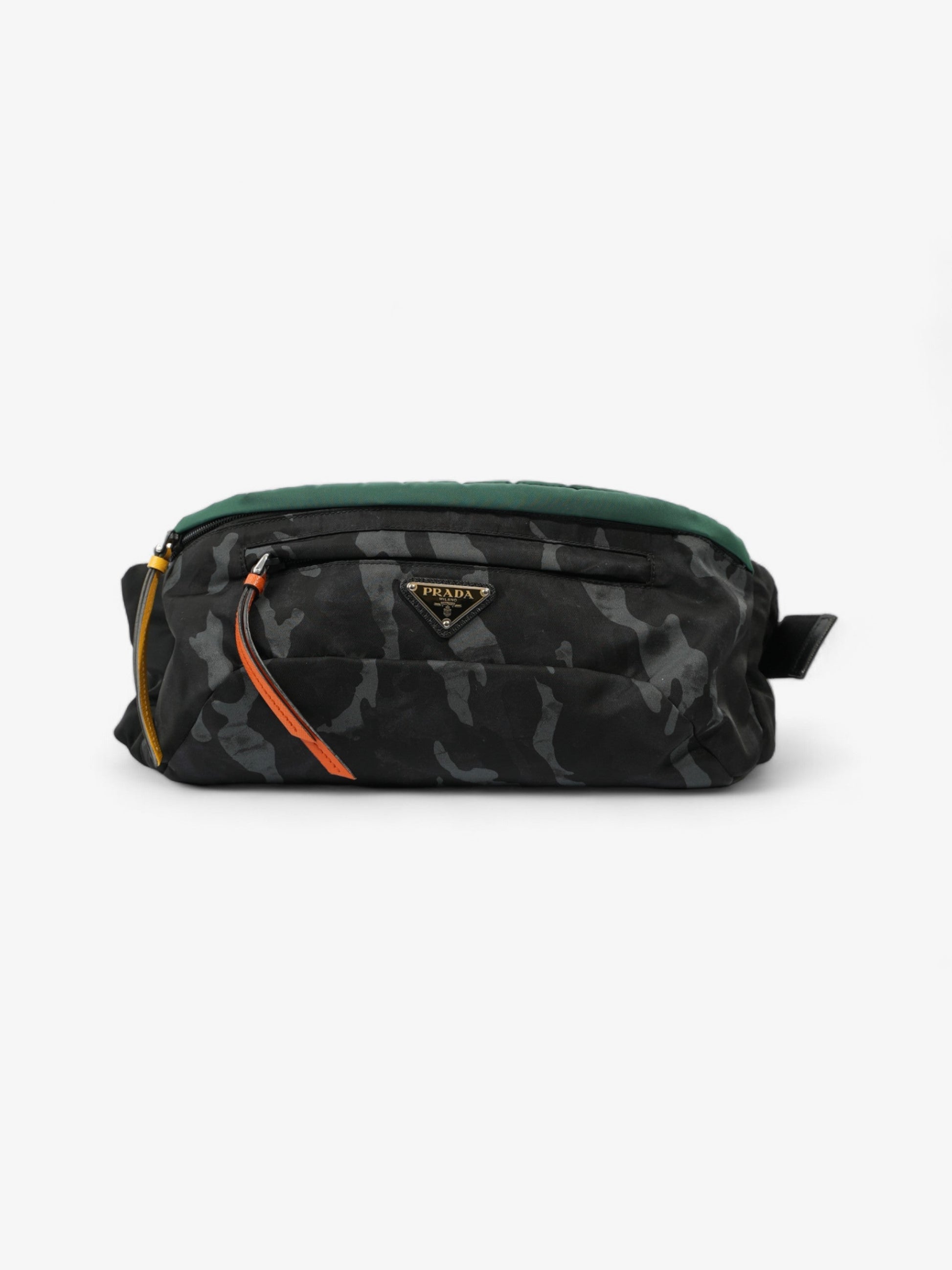 Prada Bum Bag Grey Camo Re Nylon Black Green Travel Bag