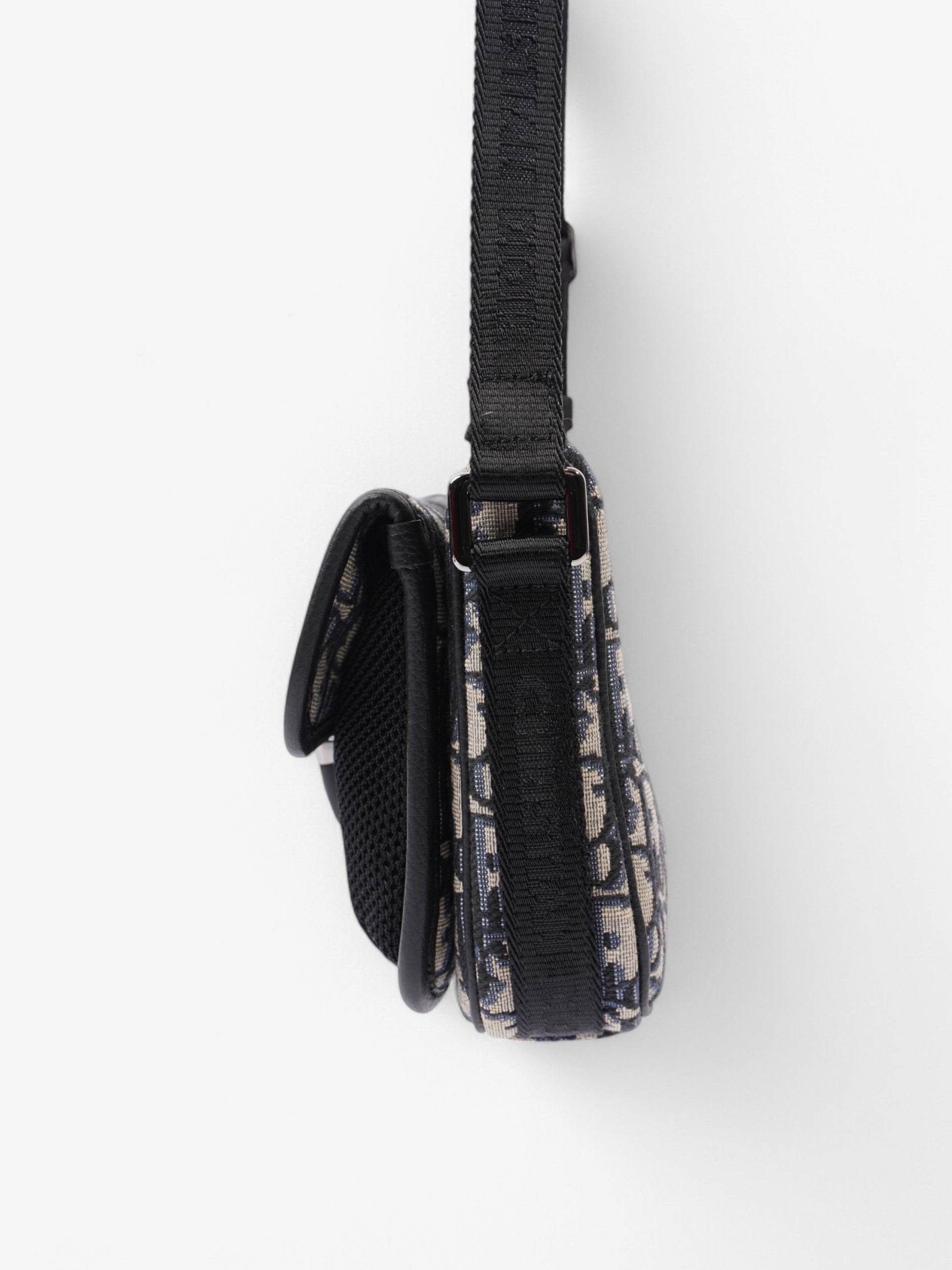 Dior Christian Messenger Bag Oblique Cotton Monogram Black Blue