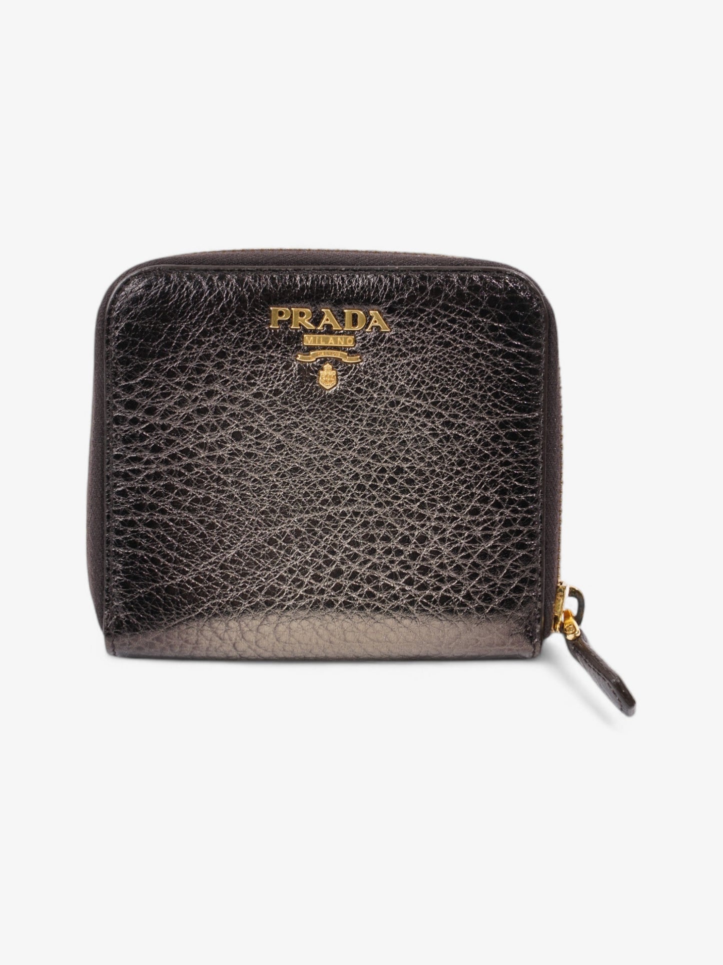 Prada Around Purse Metallic Leather Small Zip Travel Bag
