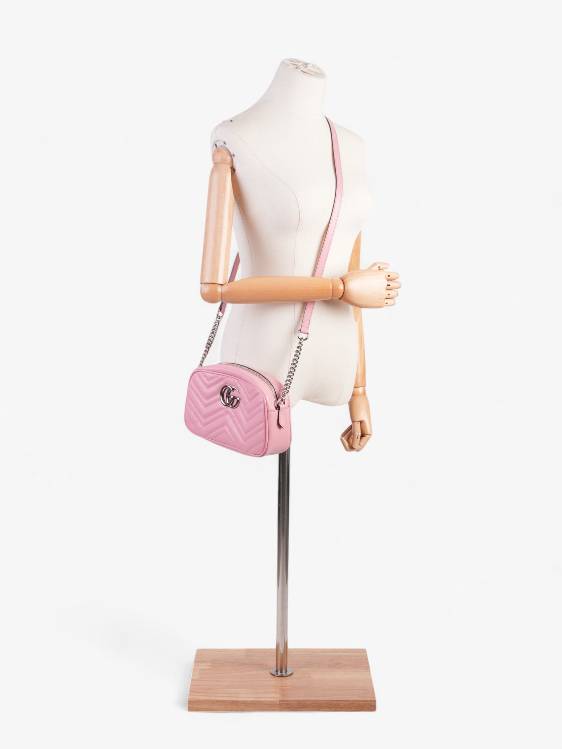 Gucci Marmont Bubblegum Small Crossbody Bag Leather Matelasse