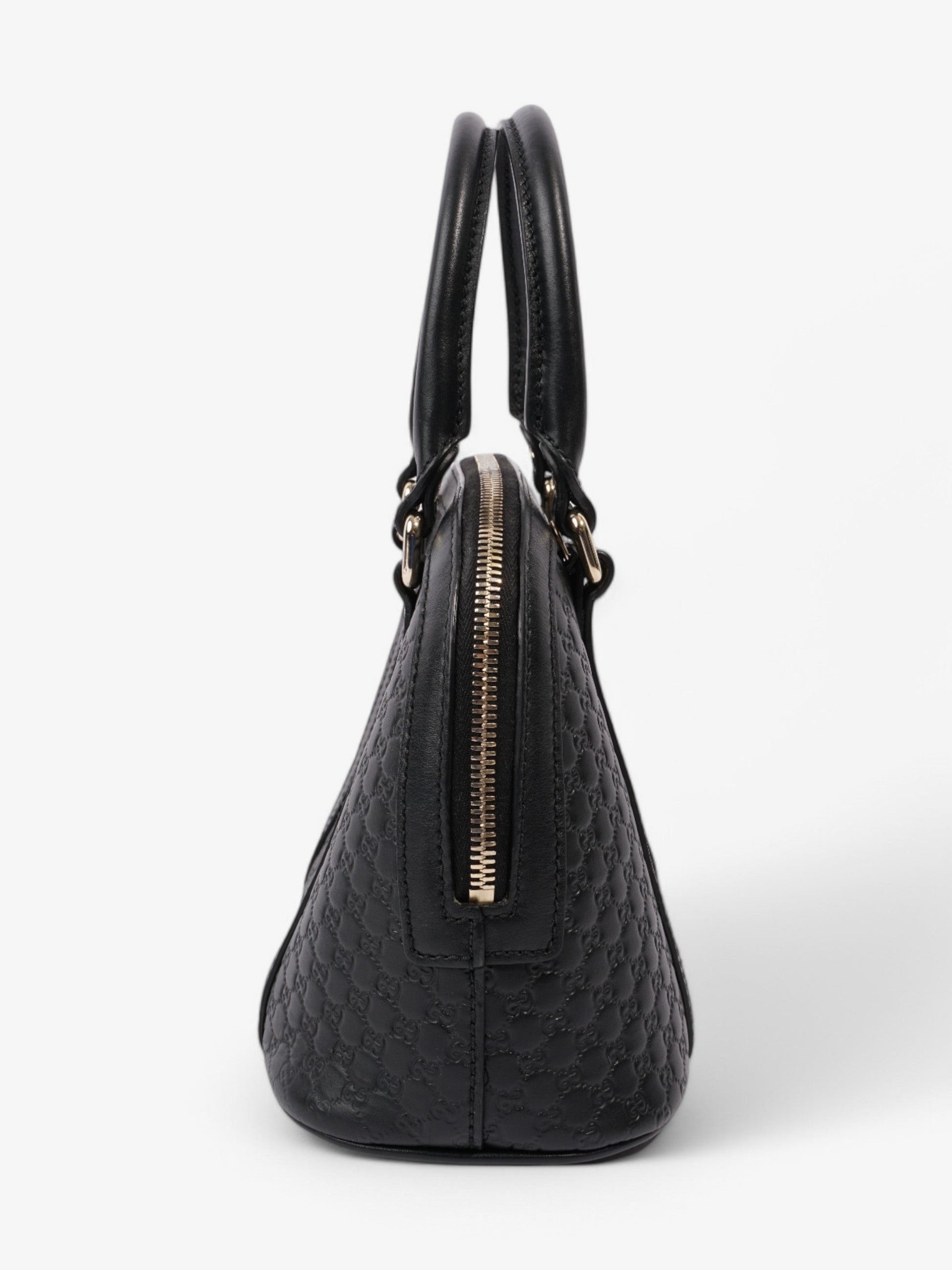 Gucci Microssima Dome Bag Embossed Leather Black Crossbody Bag