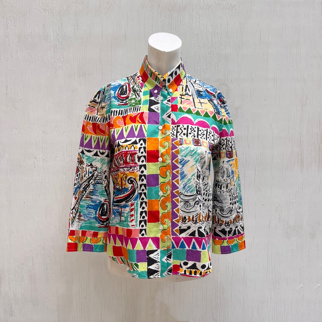 Prada Handbag Postcard Print Shirt Spring