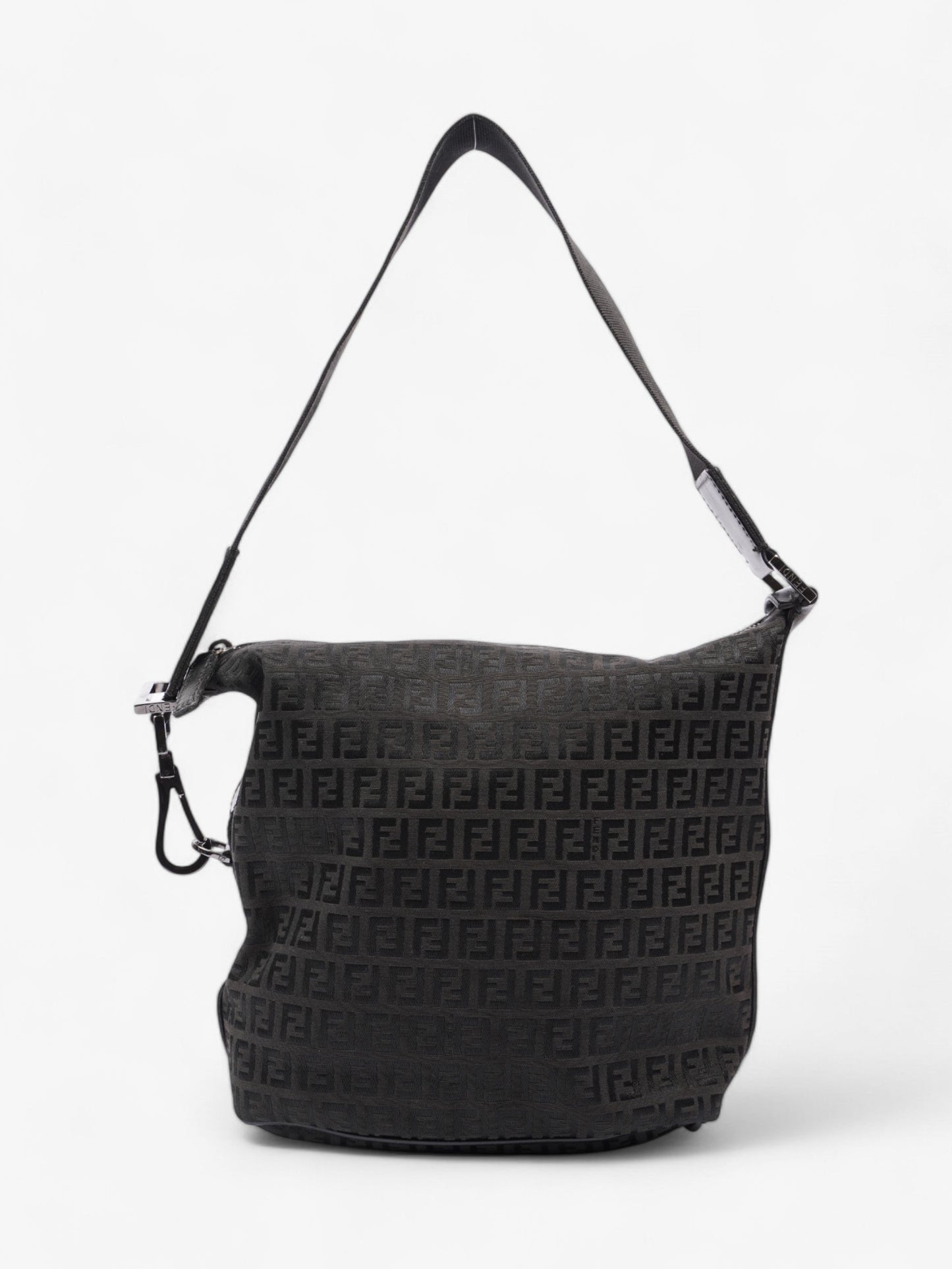 Fendi Zucchino Shoulder Bag Canvas Black