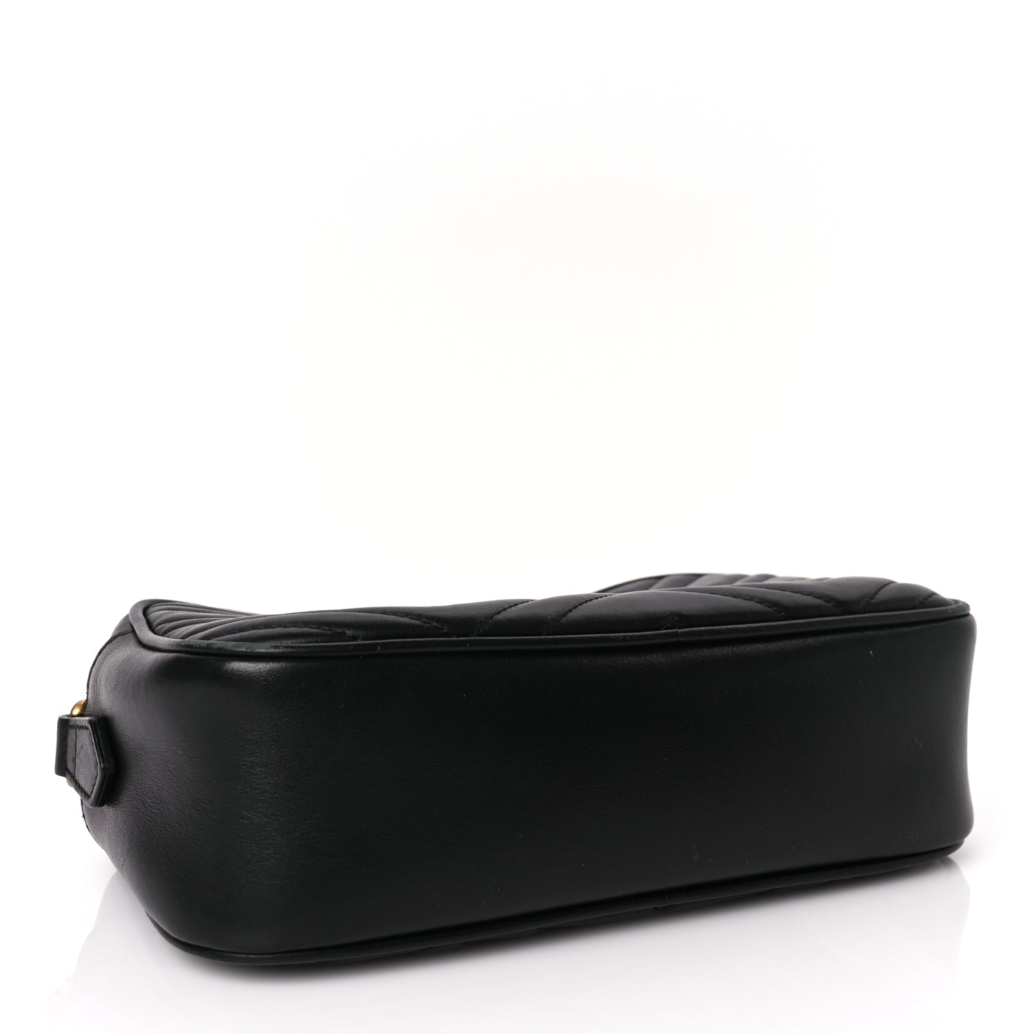Gucci Calfskin Matelasse Small GG Marmont Chain Shoulder Bag Black