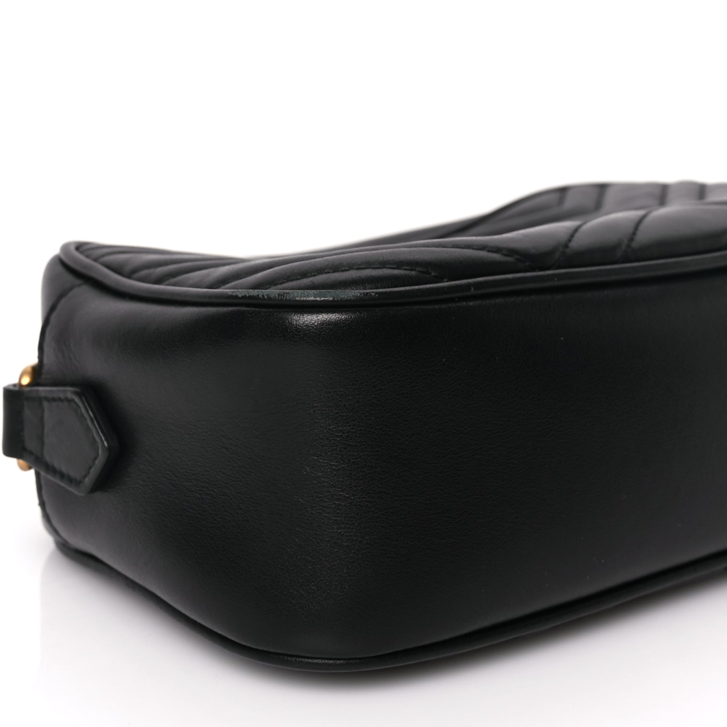 Gucci Calfskin Matelasse Small GG Marmont Chain Shoulder Bag Black