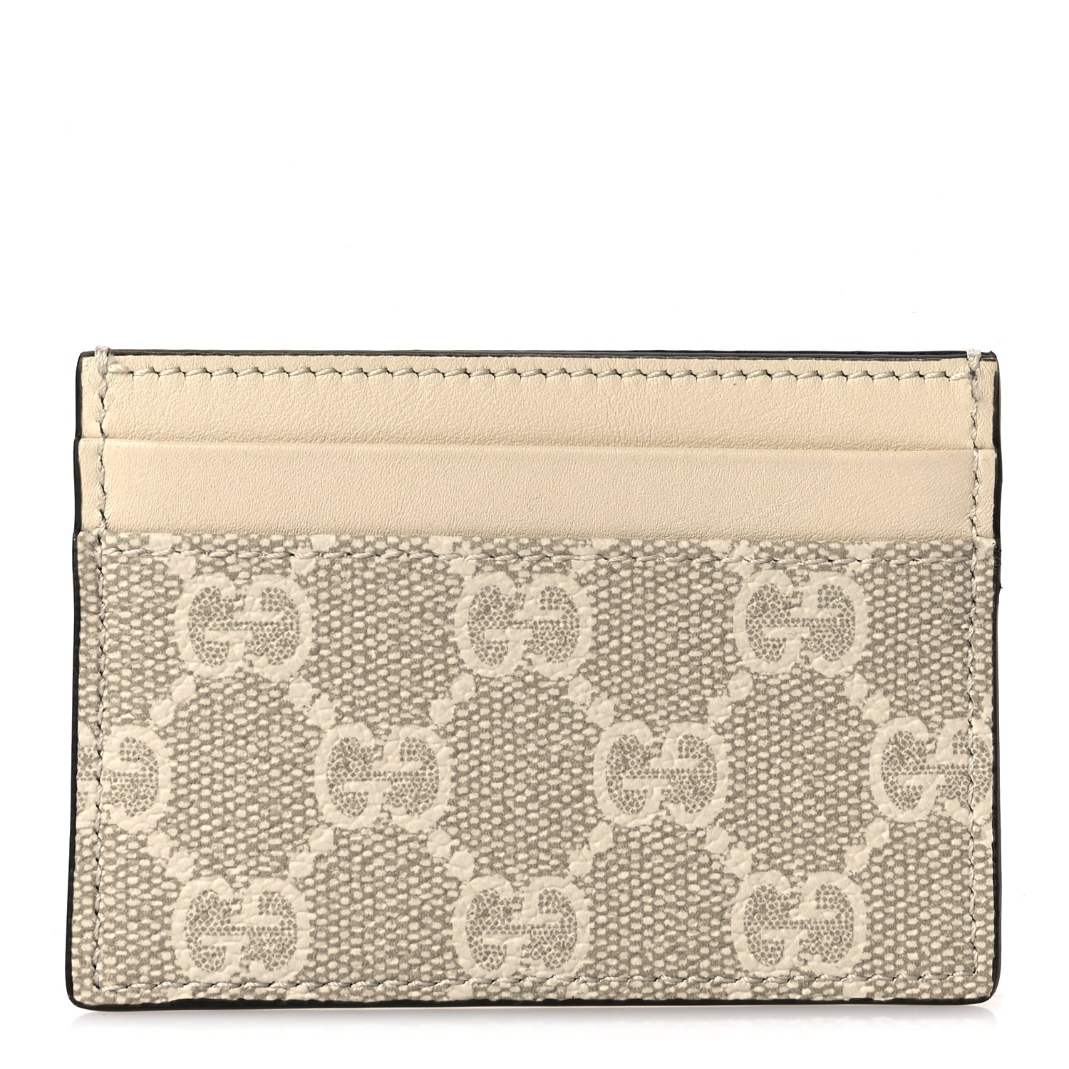Gucci GG Supreme Monogram Calfskin Card Holder Beige Mystic White
