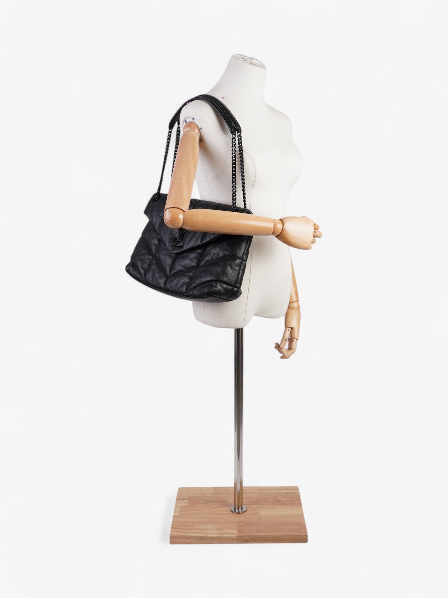 YSL Saint Laurent Lou Lou Puffer Nappa Crossbody Bag Leather Black Large