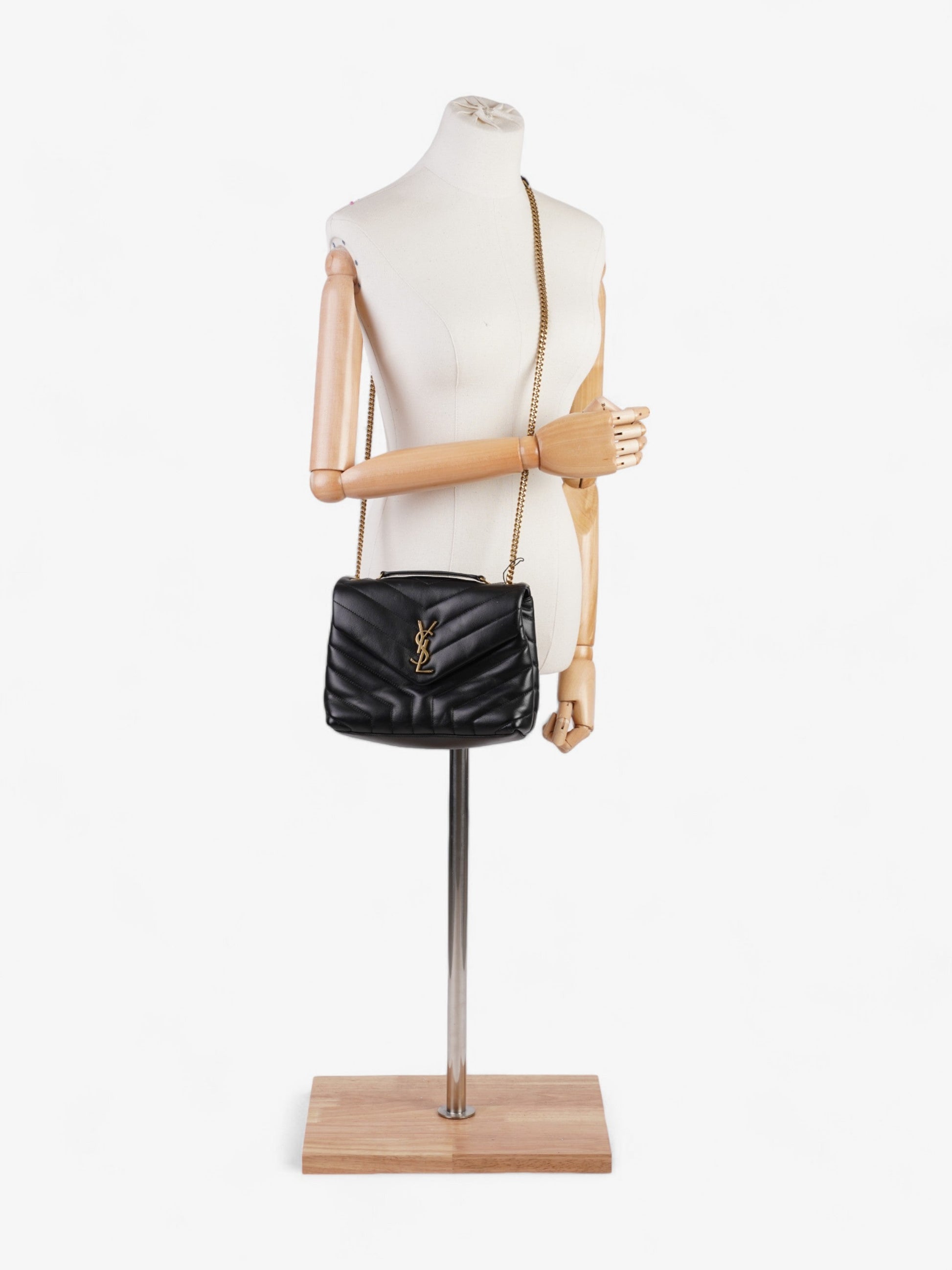 YSL Saint Laurent Loulou Calfskin Crossbody Bag Leather Black Small
