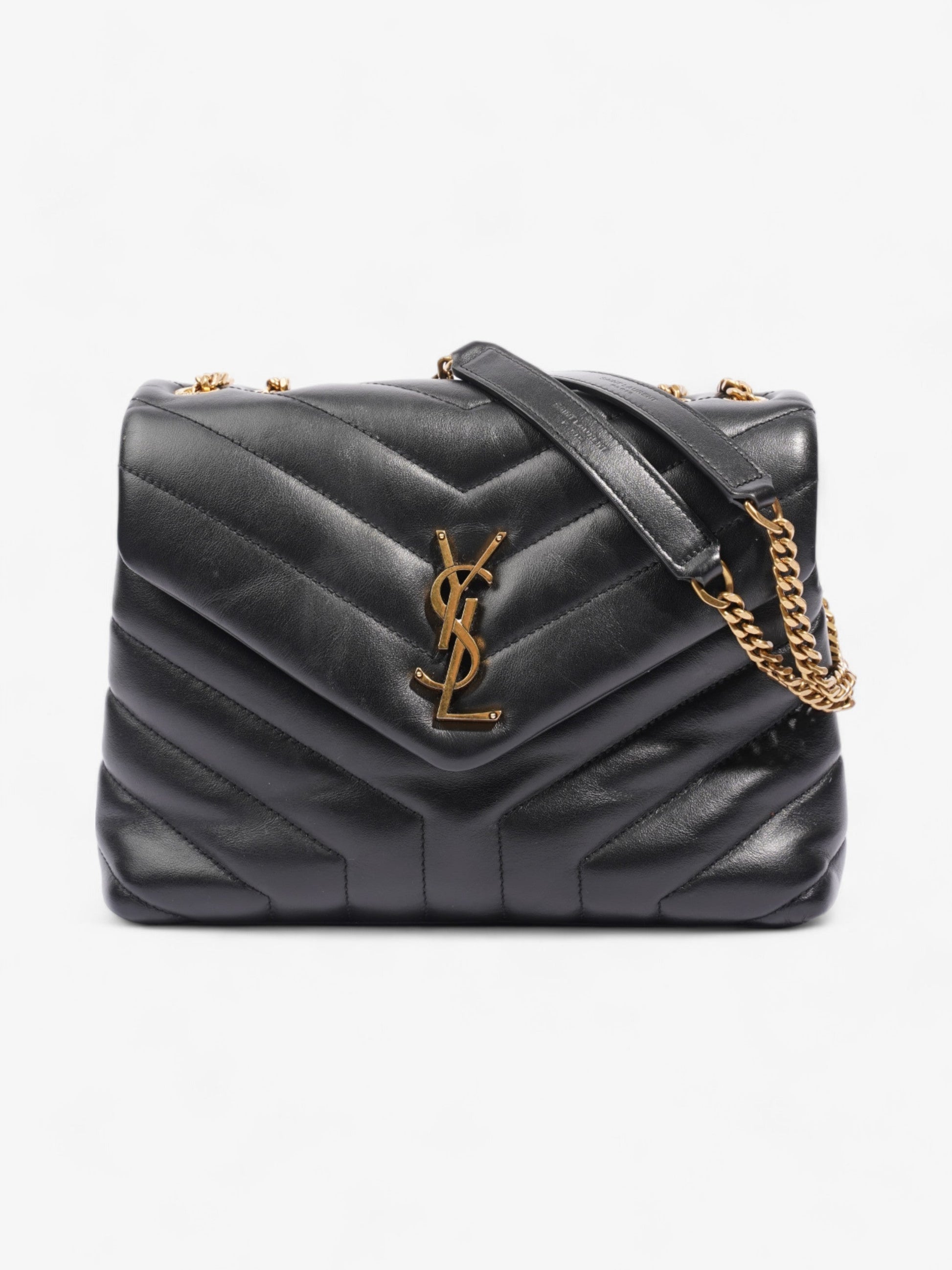YSL Saint Laurent Loulou Calfskin Crossbody Bag Leather Black Small