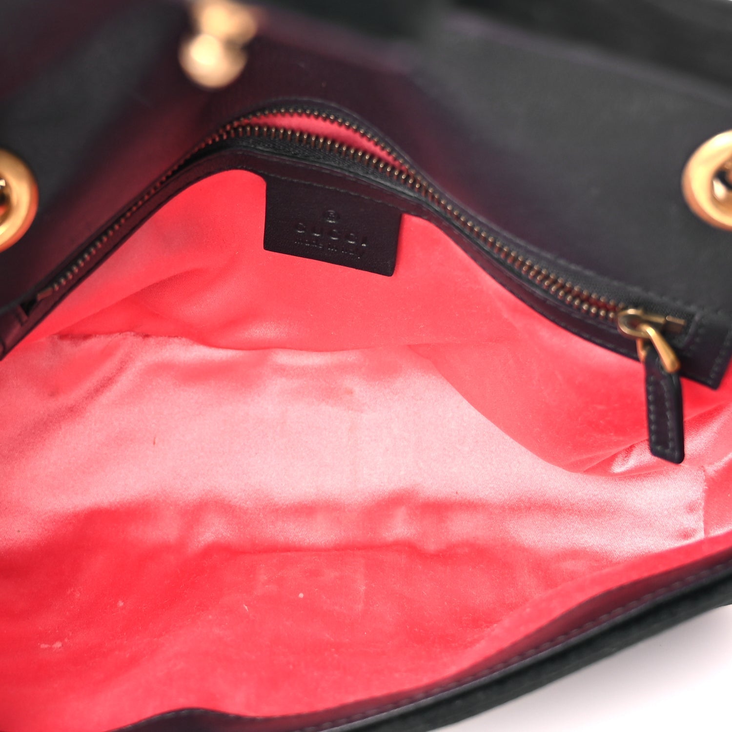 Gucci Velvet Matelasse Small GG Marmont Shoulder Bag Black