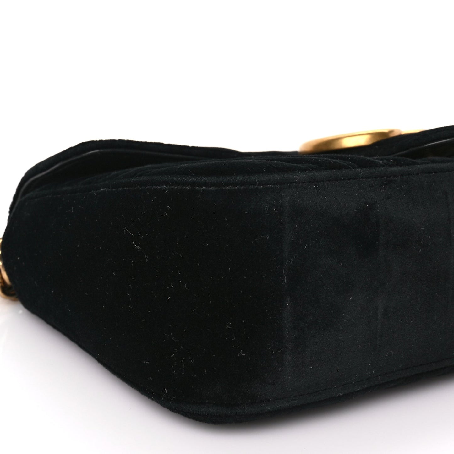 Gucci Velvet Matelasse Small GG Marmont Shoulder Bag Black