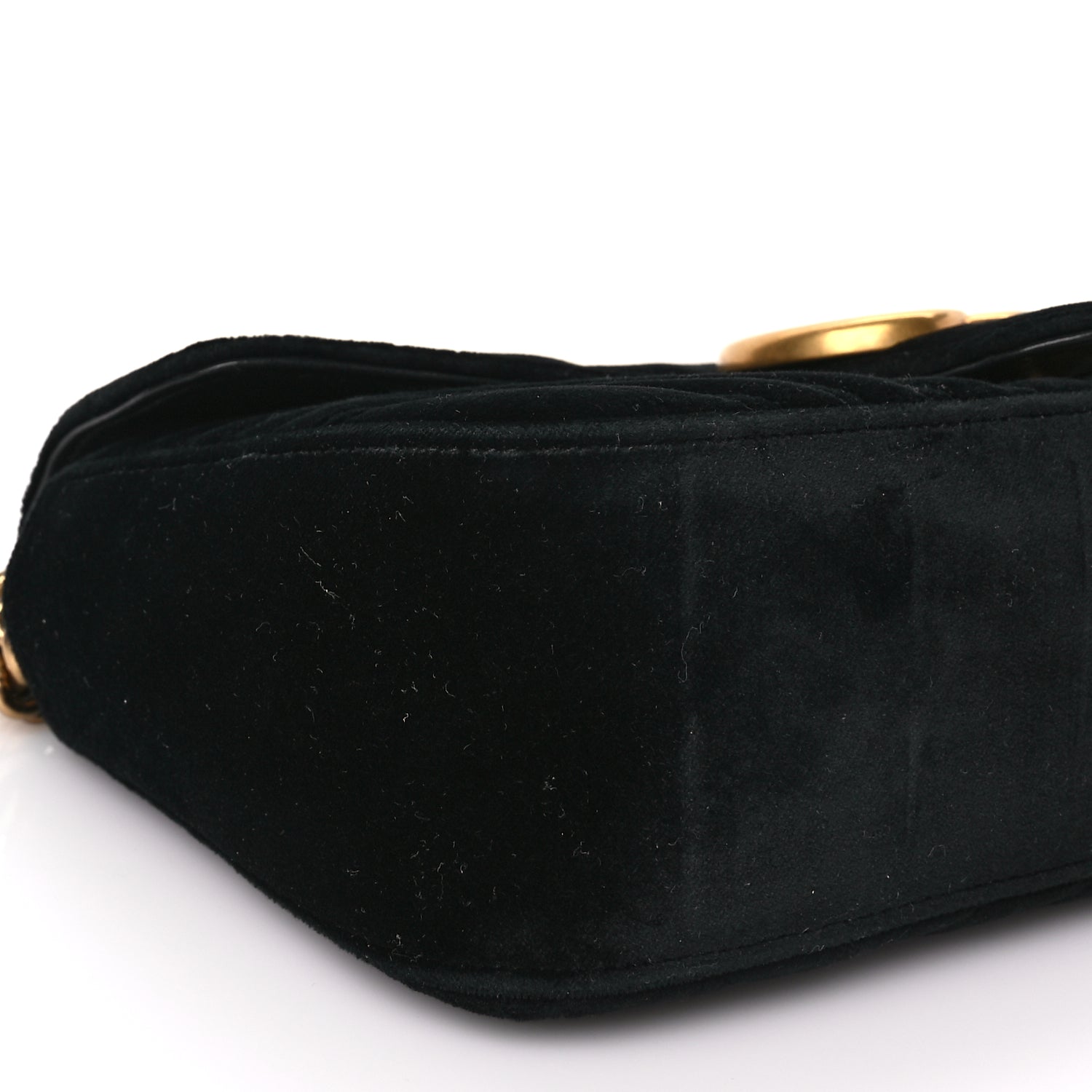 Gucci Velvet Matelasse Small GG Marmont Shoulder Bag Black