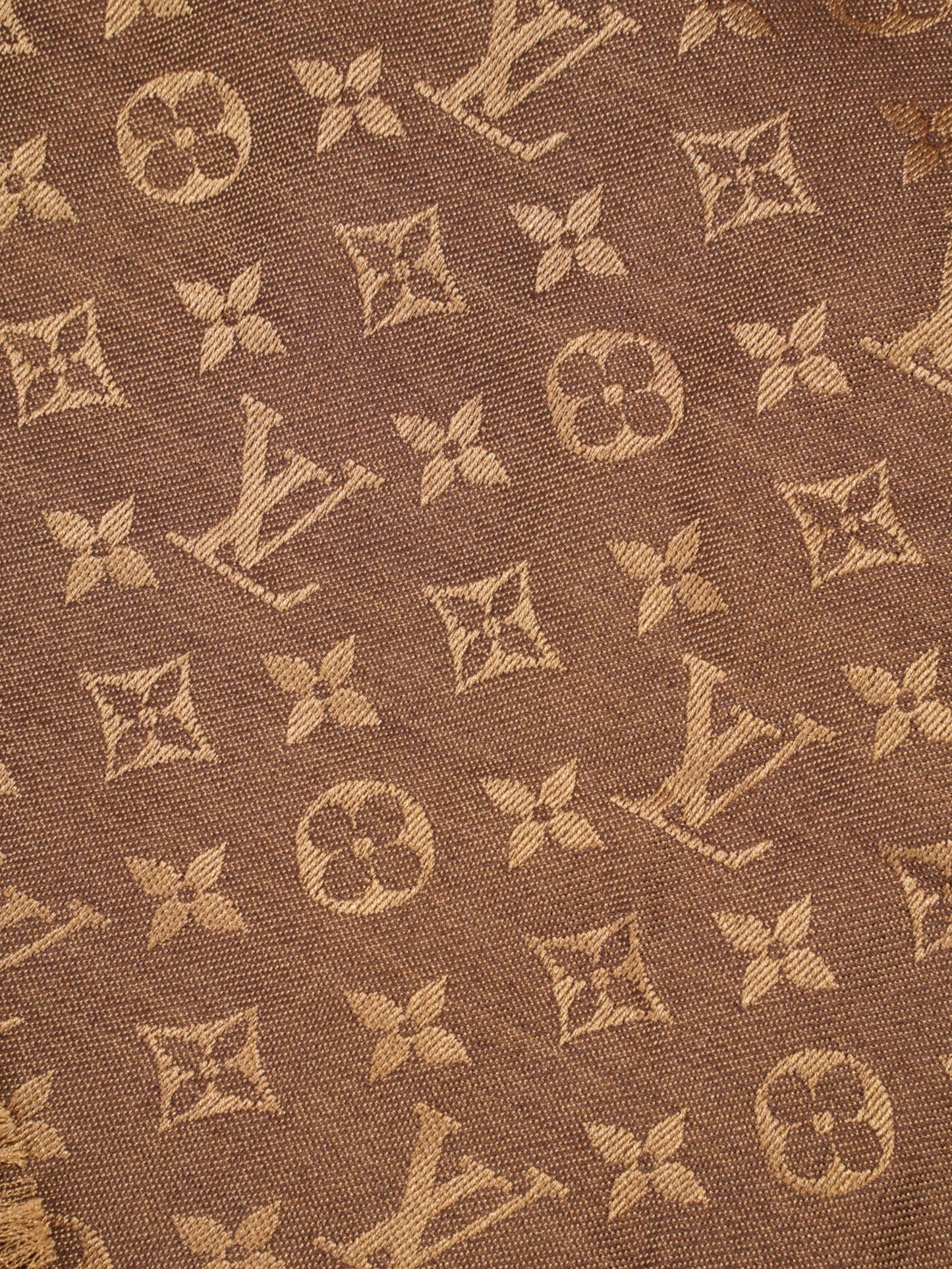 Louis Vuitton Shawl Wool Monogram Brown Scarf