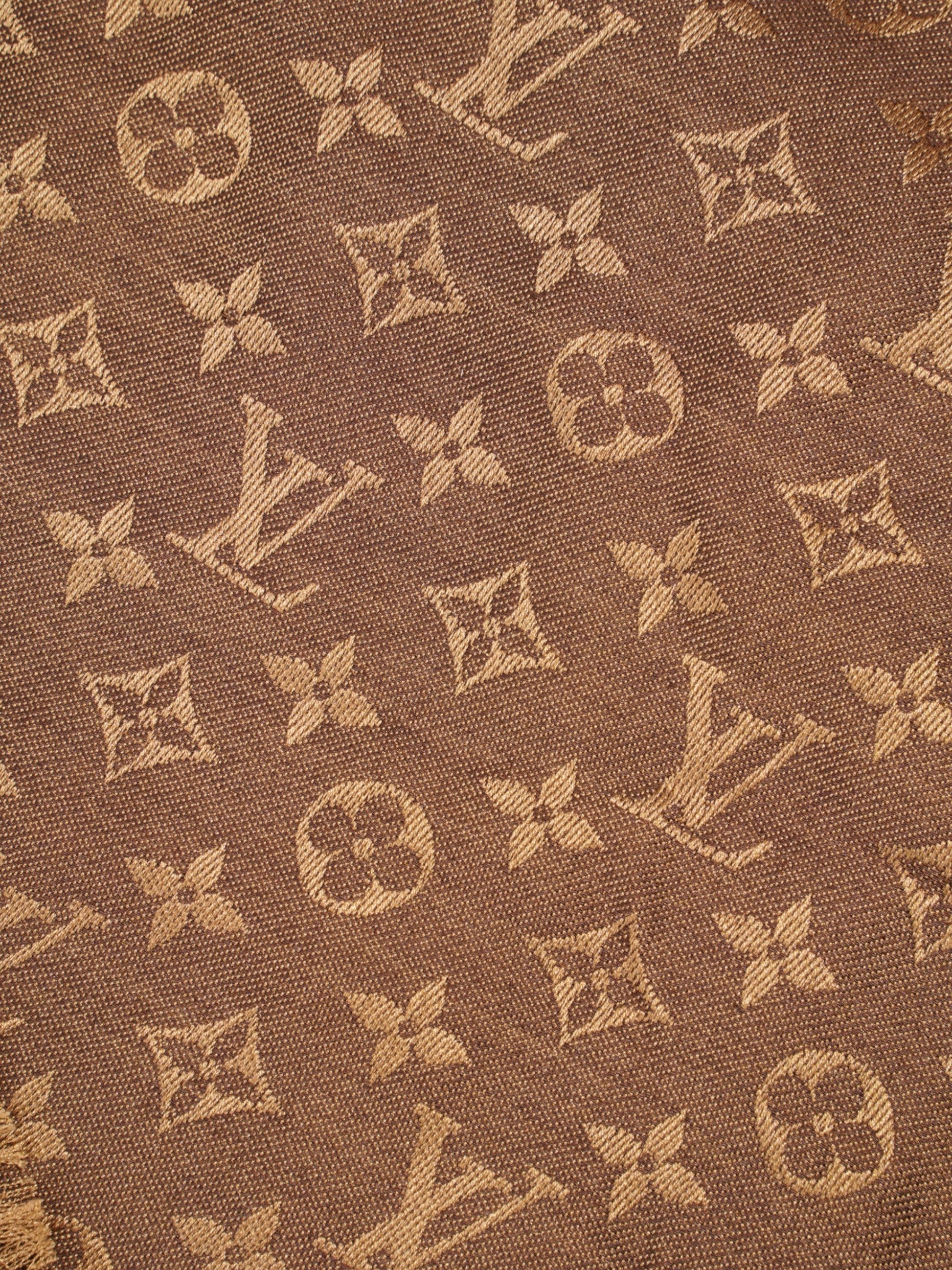 Louis Vuitton Shawl Wool Monogram Brown Scarf