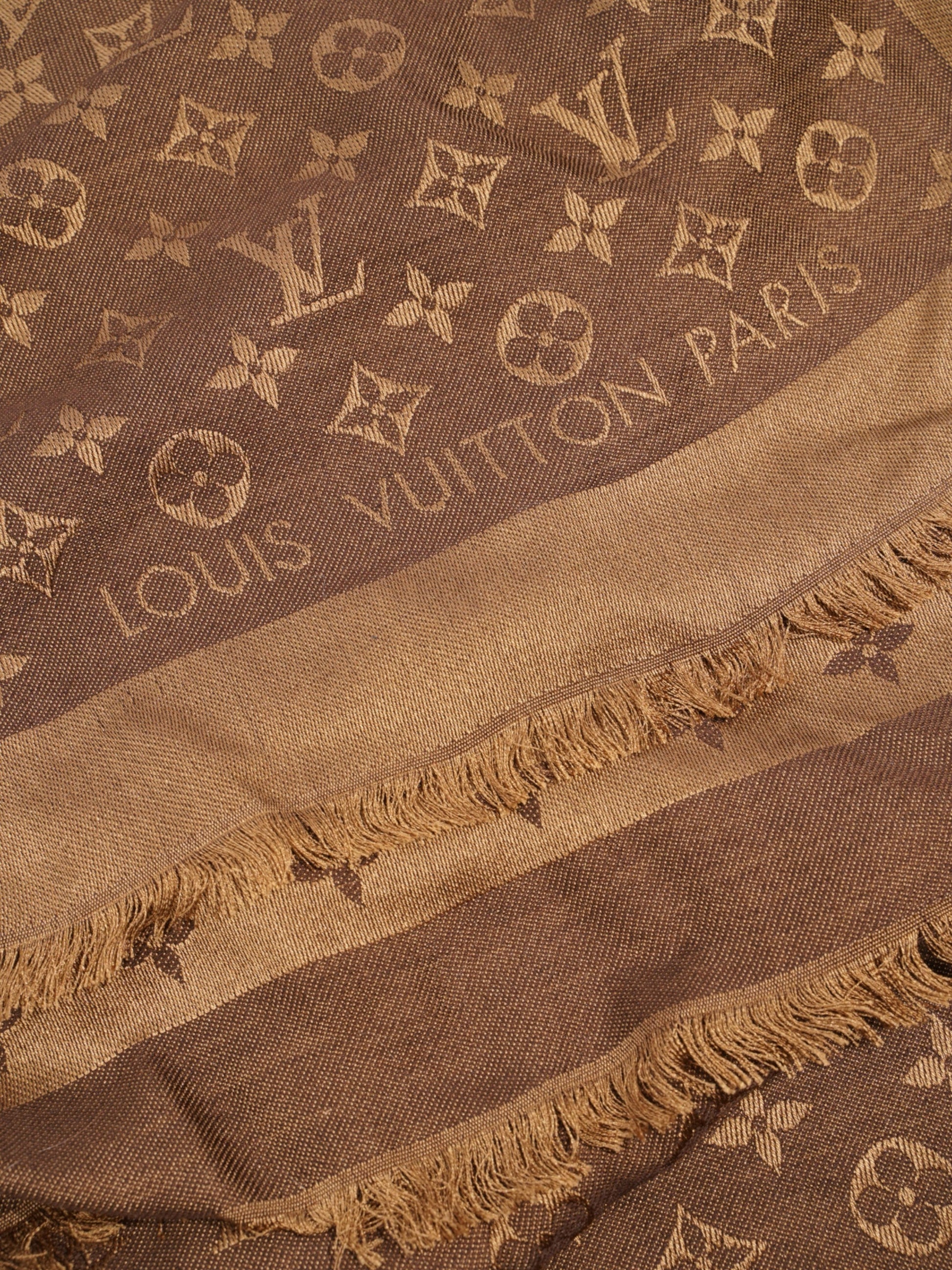 Louis Vuitton Shawl Wool Monogram Brown Scarf