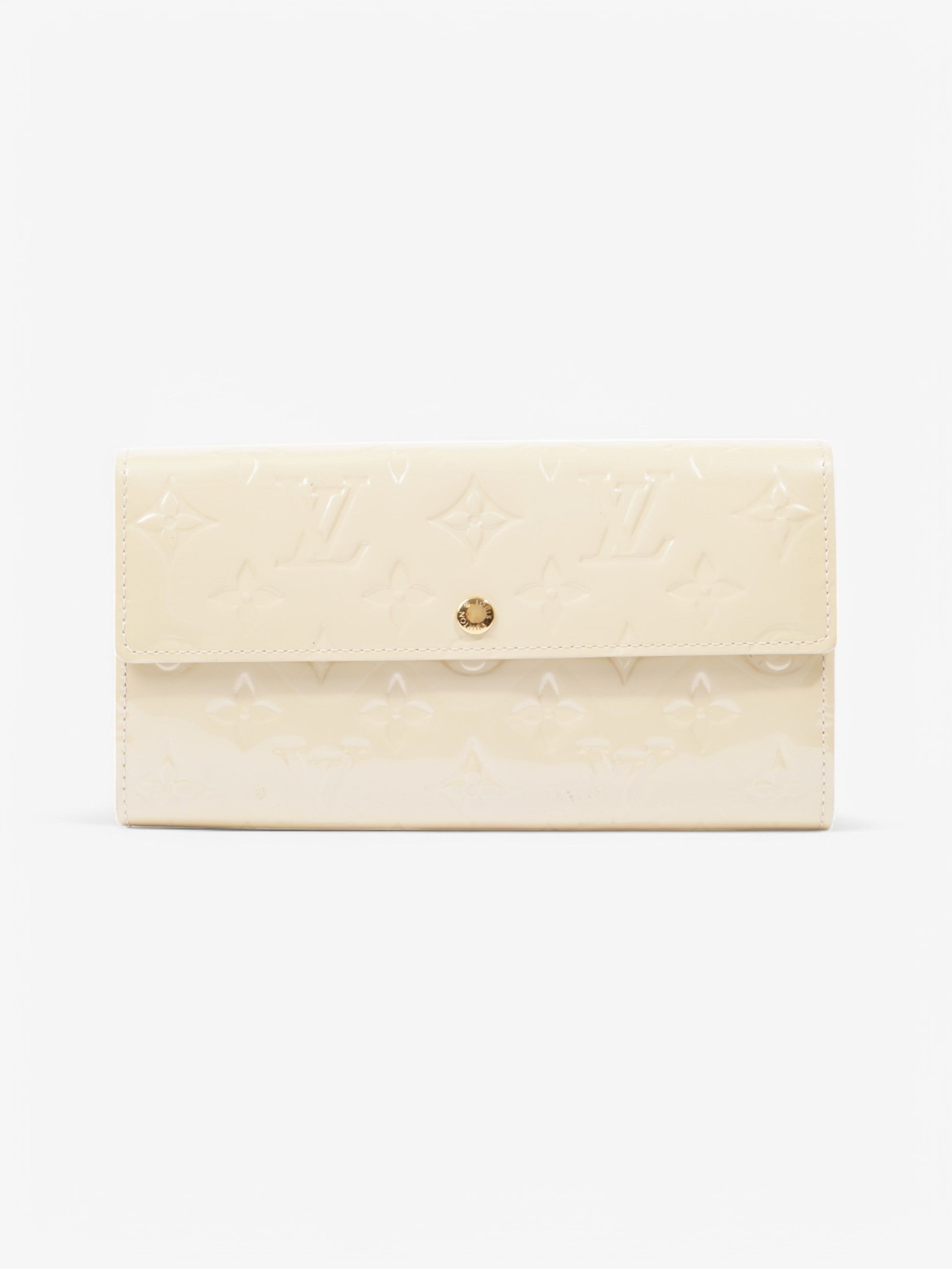 Louis Vuitton Sarah Cream Leather Vernis Wallet Case