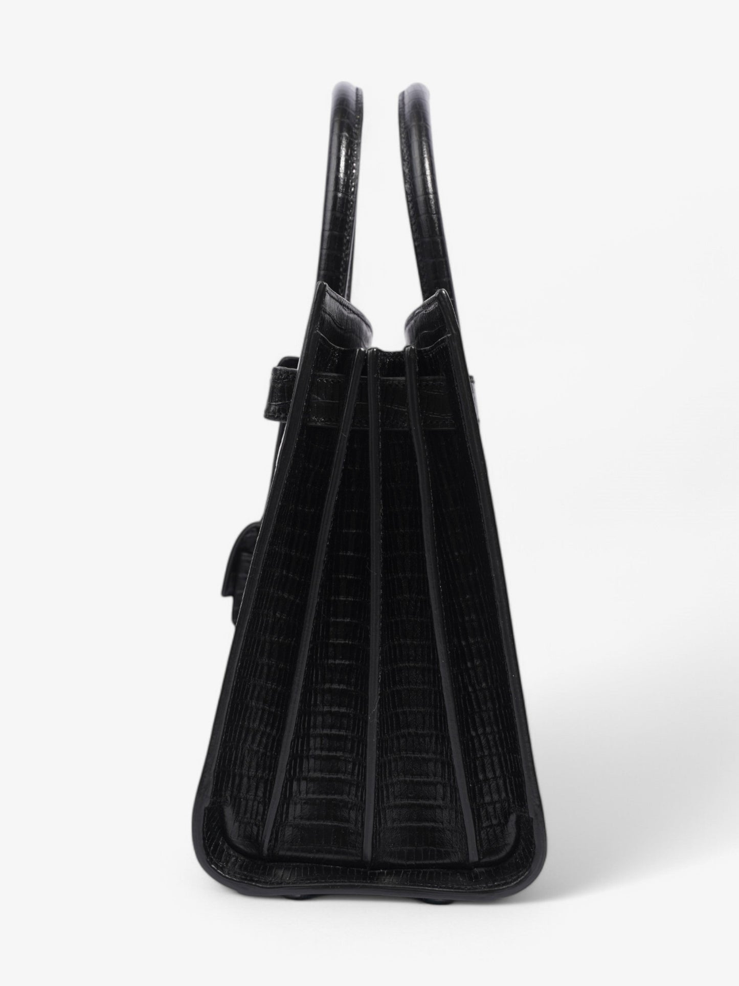 YSL Saint Laurent Sac De Jour Crocodile Handbag Leather Black Small Travel Bag