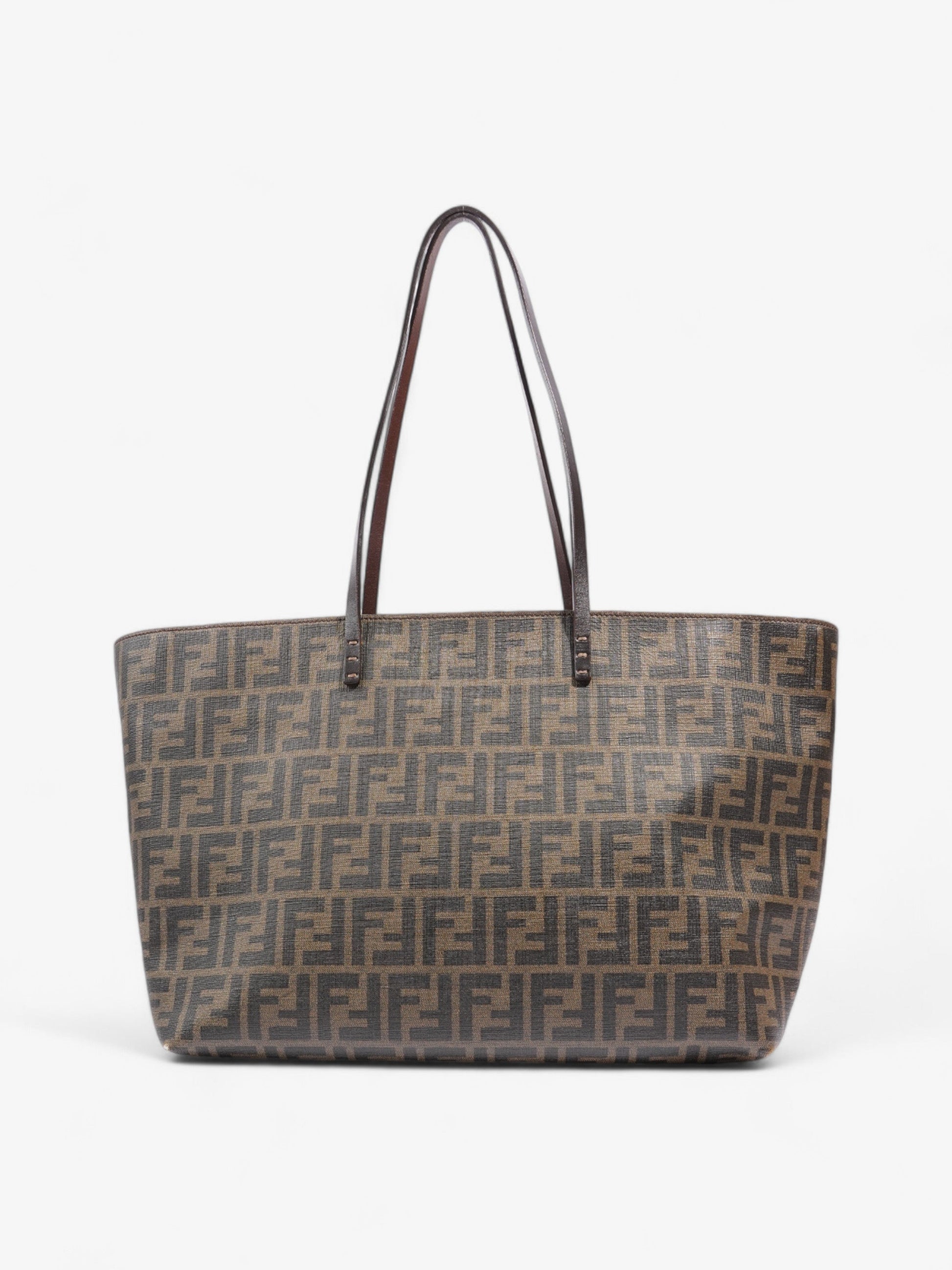 Fendi Zucca Tote Bag Tobacco Canvas Black Shoulder Bag