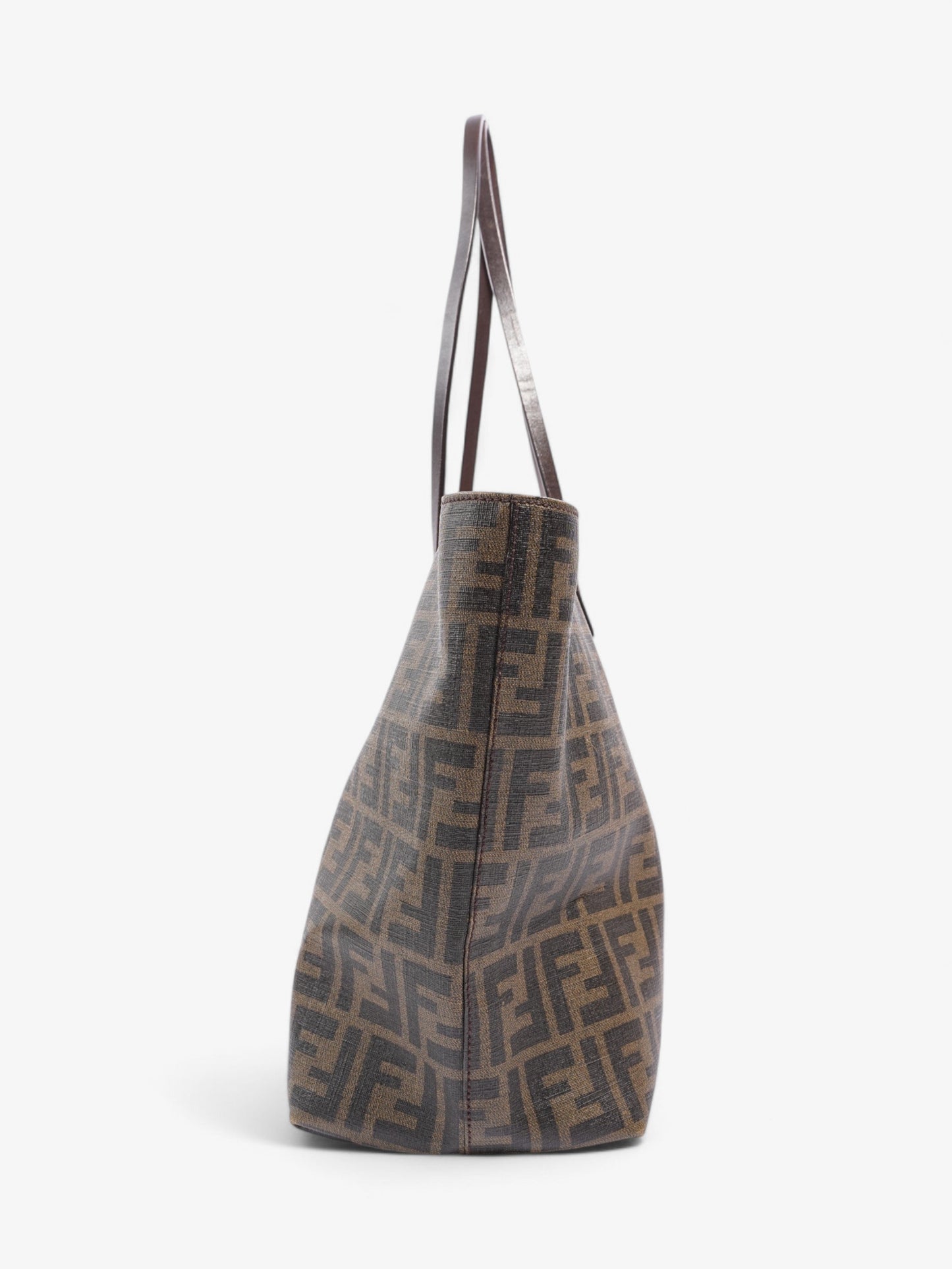 Fendi Zucca Tote Bag Tobacco Canvas Black Shoulder Bag
