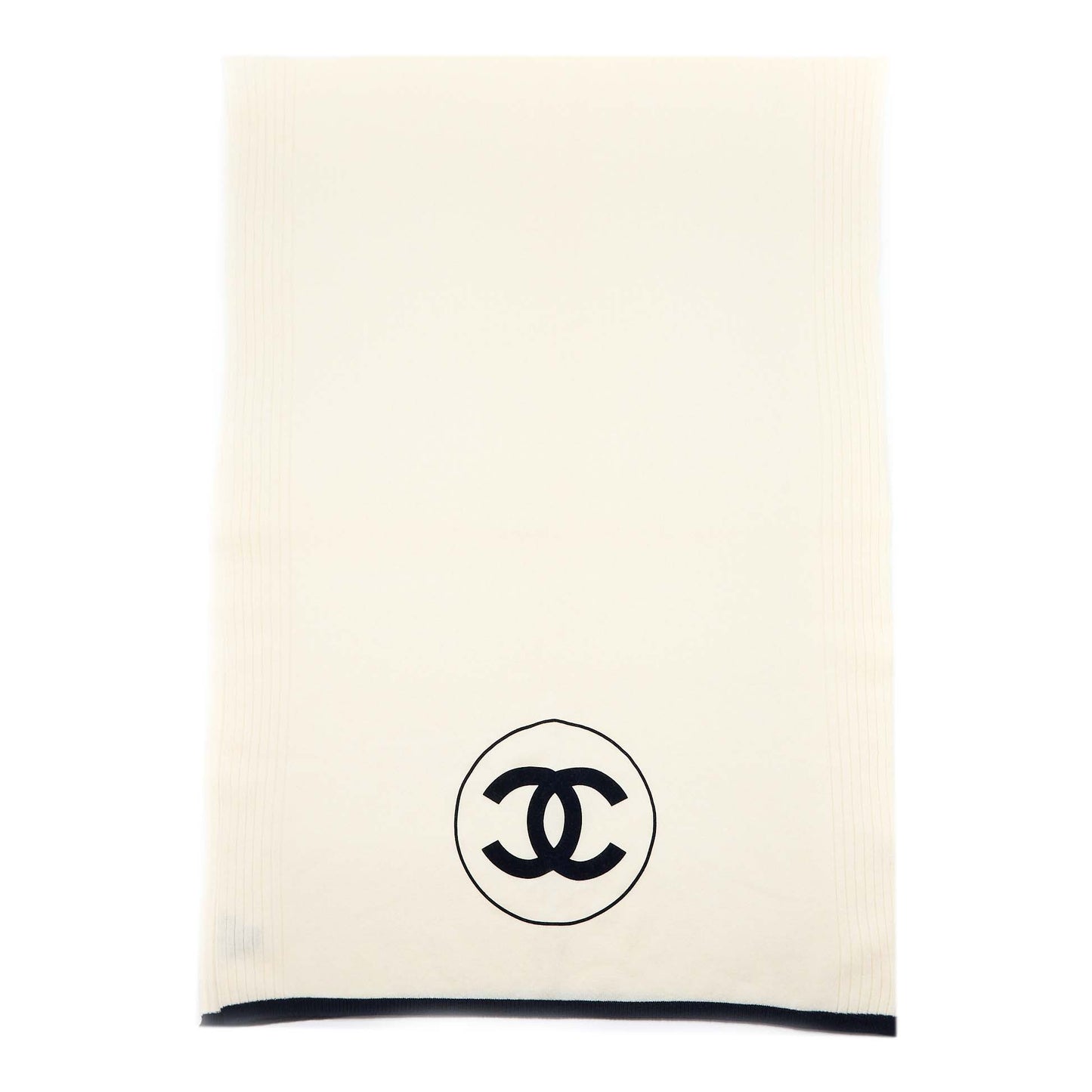 Chanel CC Logo Scarf Cashmere Black White