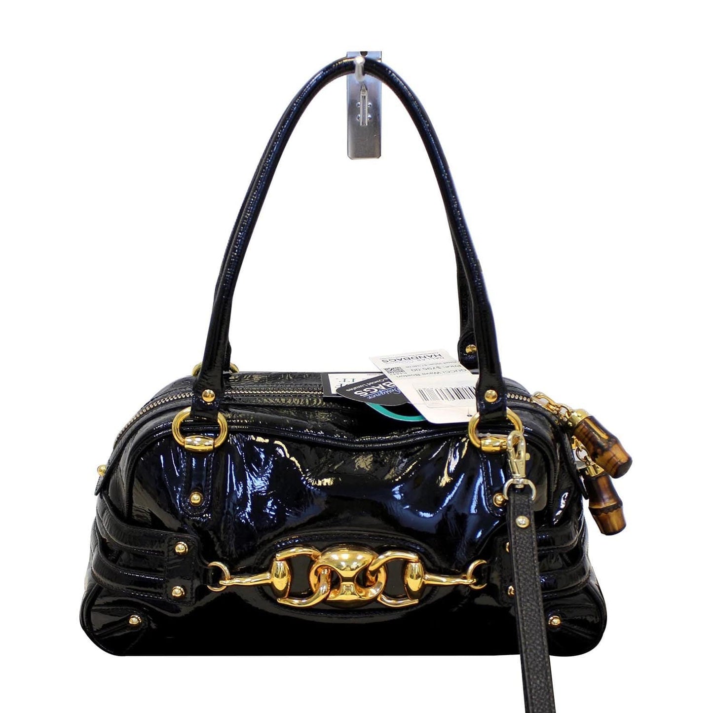 Gucci Patent Wave Boston Bag Leather Black Shoulder Bag