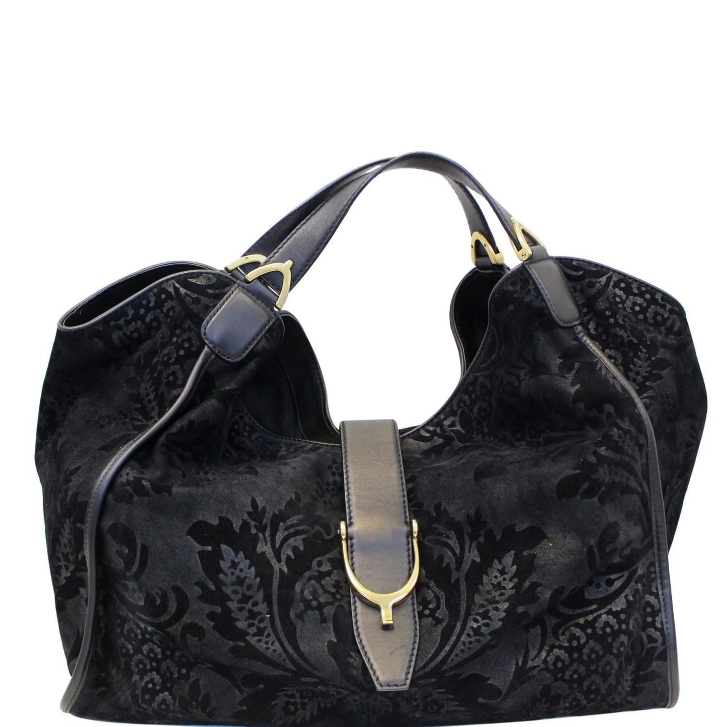 Gucci Soft Stirrup Nubuck Shoulder Bag Sale Suede Black